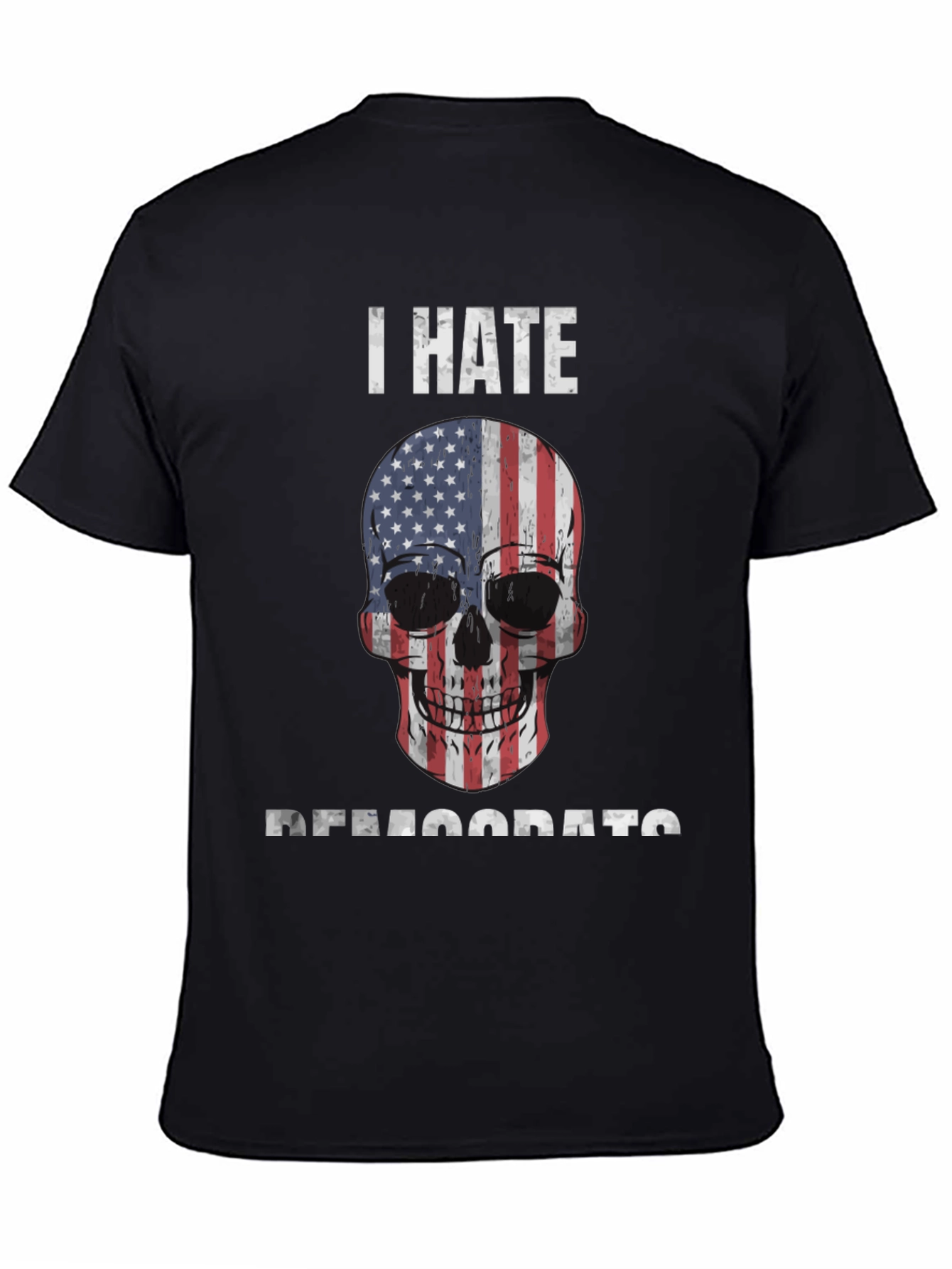I Hate Democrats American Flag Skull T-Shirt