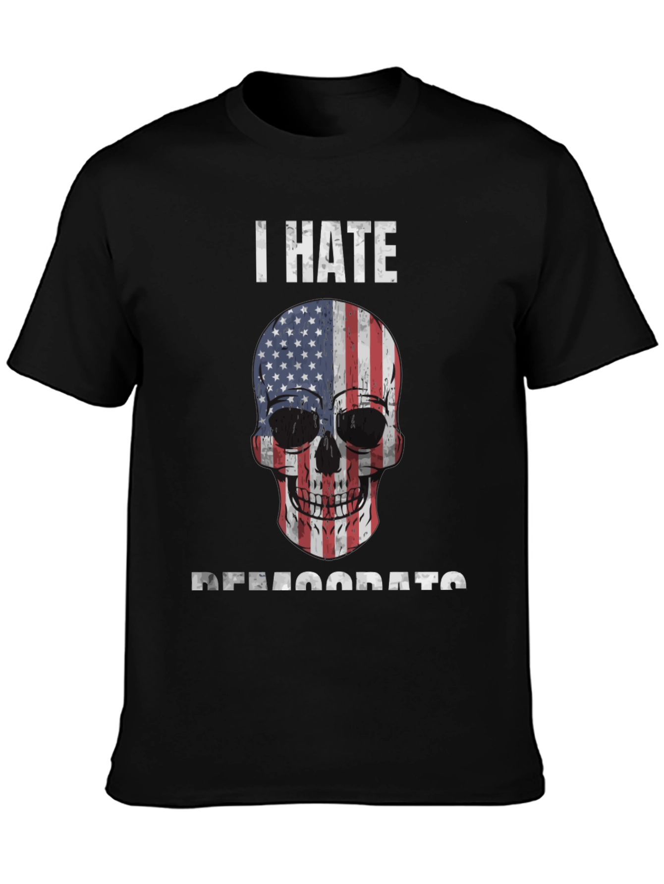 I Hate Democrats American Flag Skull T-Shirt
