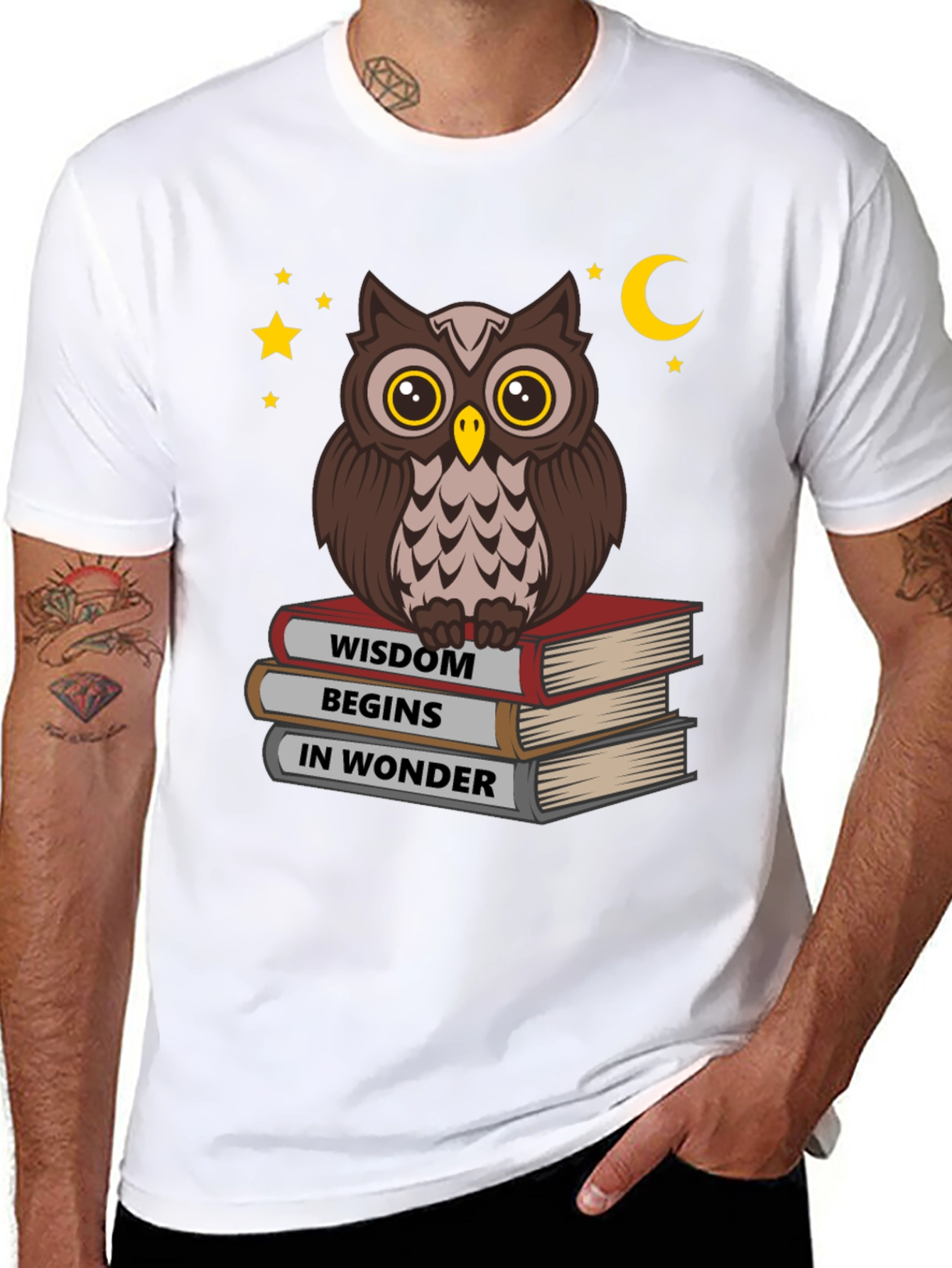 Wise Owl on Books T-Shirt