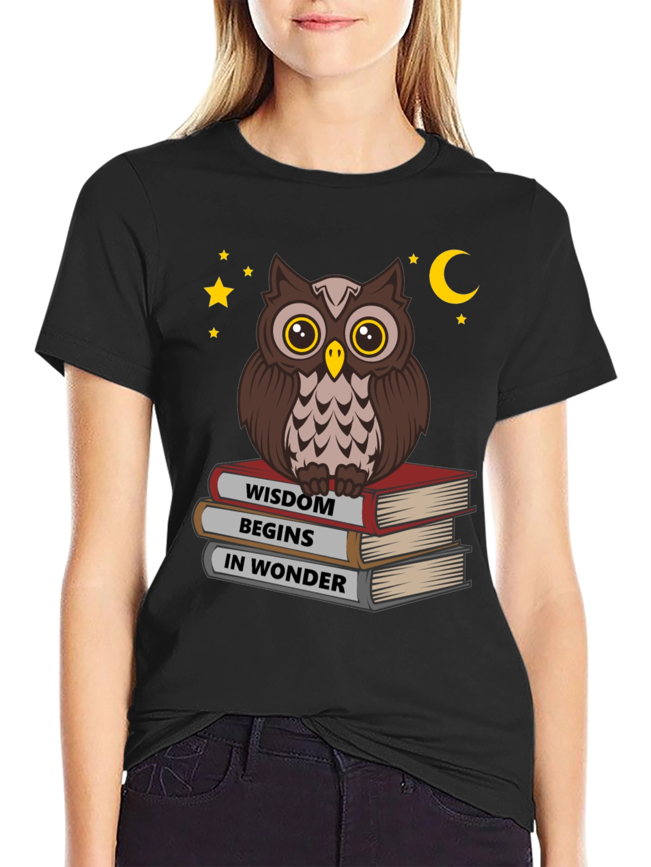 Wise Owl on Books T-Shirt