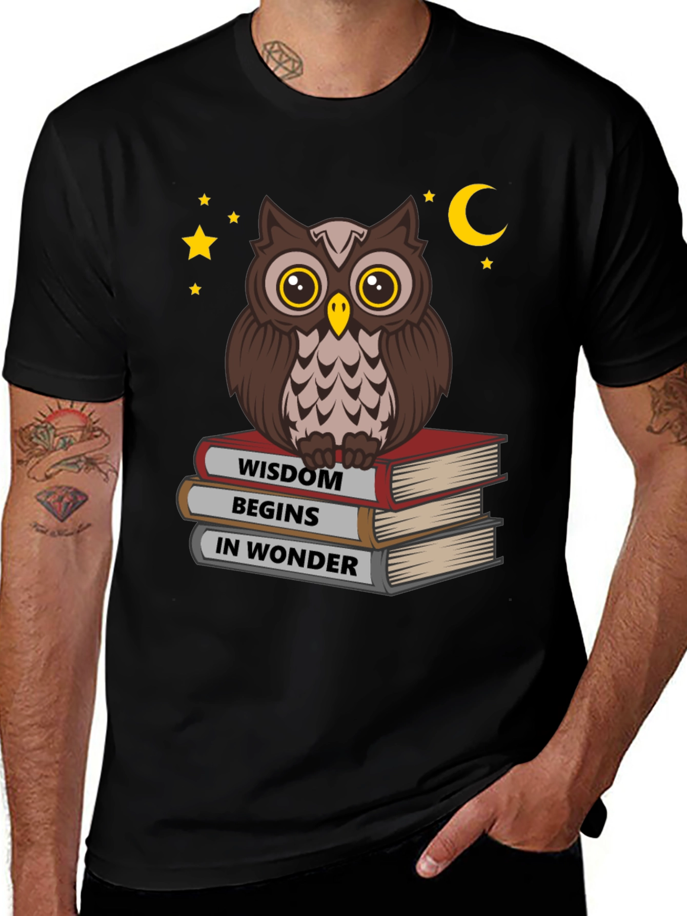 Wise Owl on Books T-Shirt