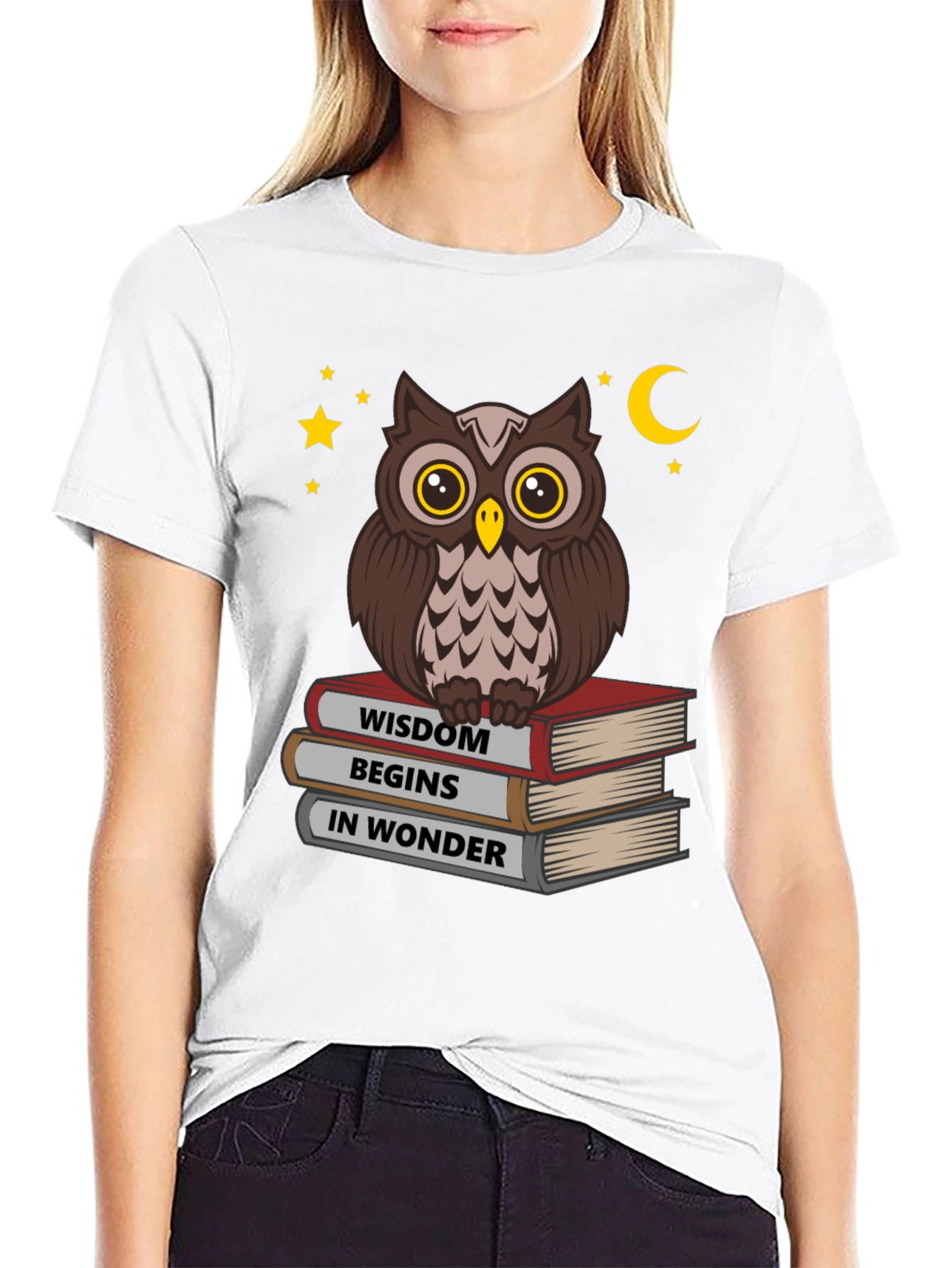 Wise Owl on Books T-Shirt