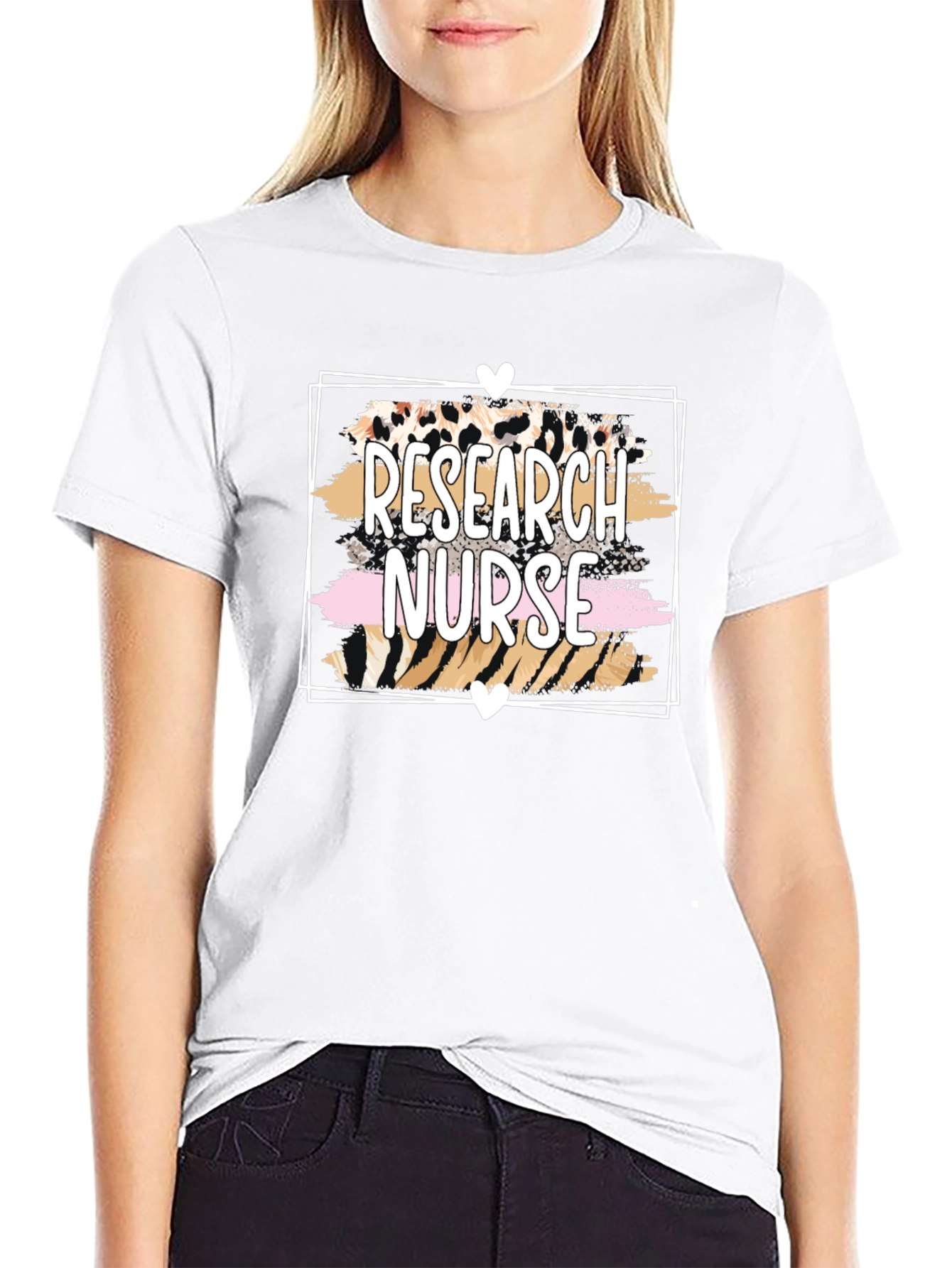 Research Nurse Graphic T-Shirt - Leopard Print Design