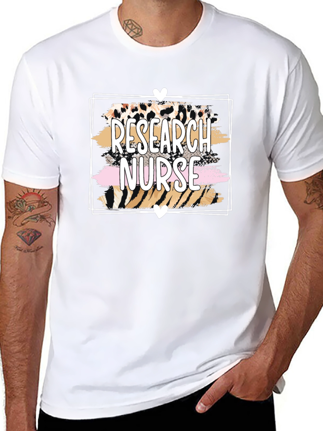 Research Nurse Graphic T-Shirt - Leopard Print Design