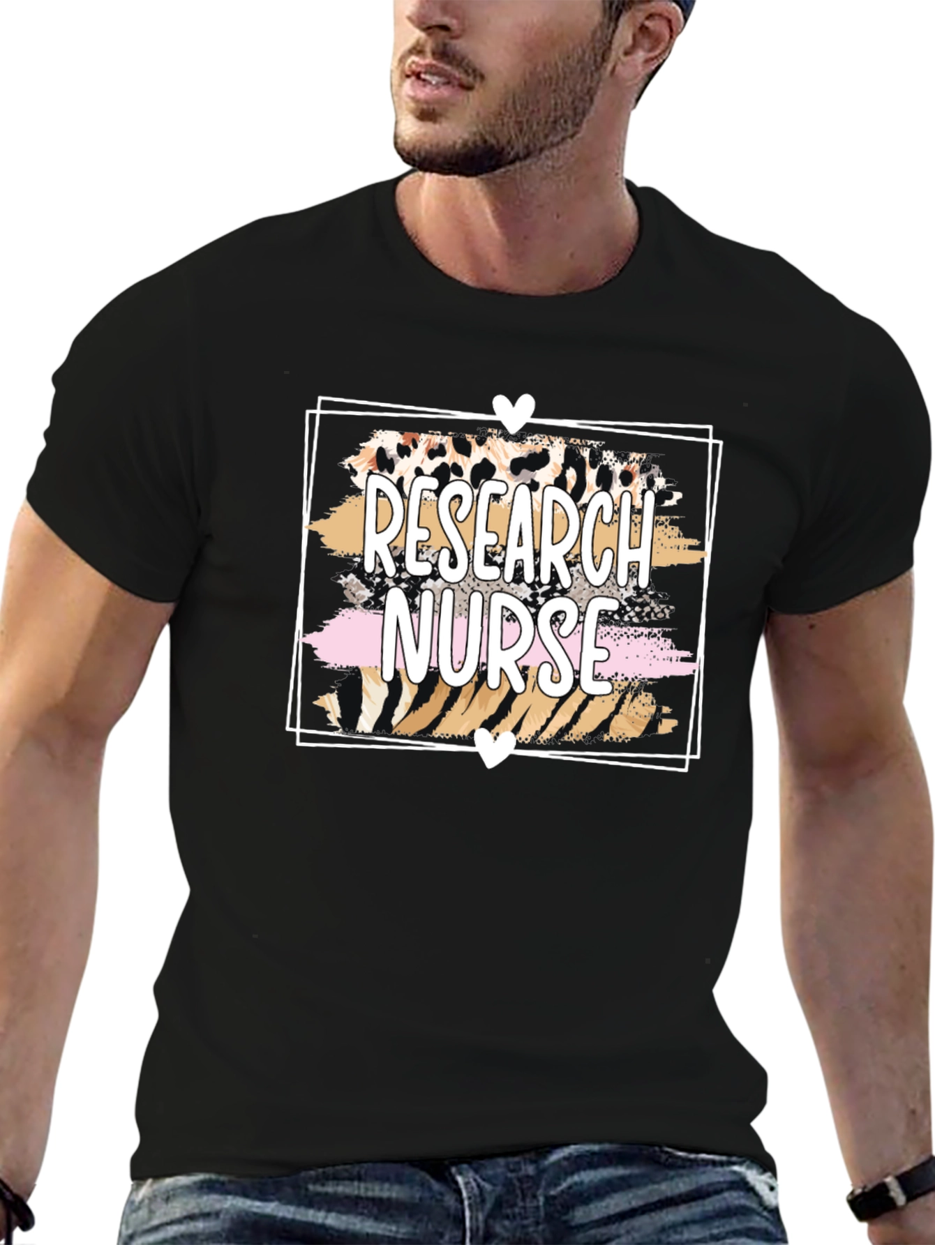 Research Nurse Graphic T-Shirt - Leopard Print Design