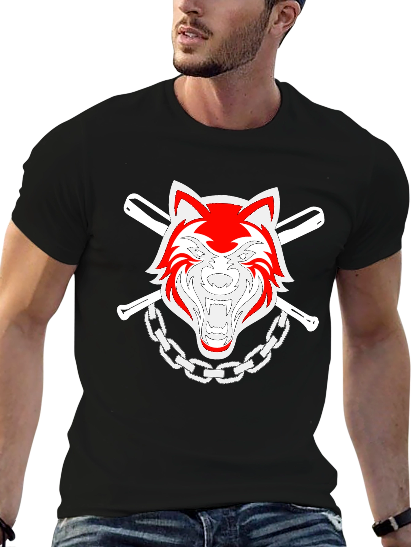 Cool Wolf Graphic T-Shirt - Black