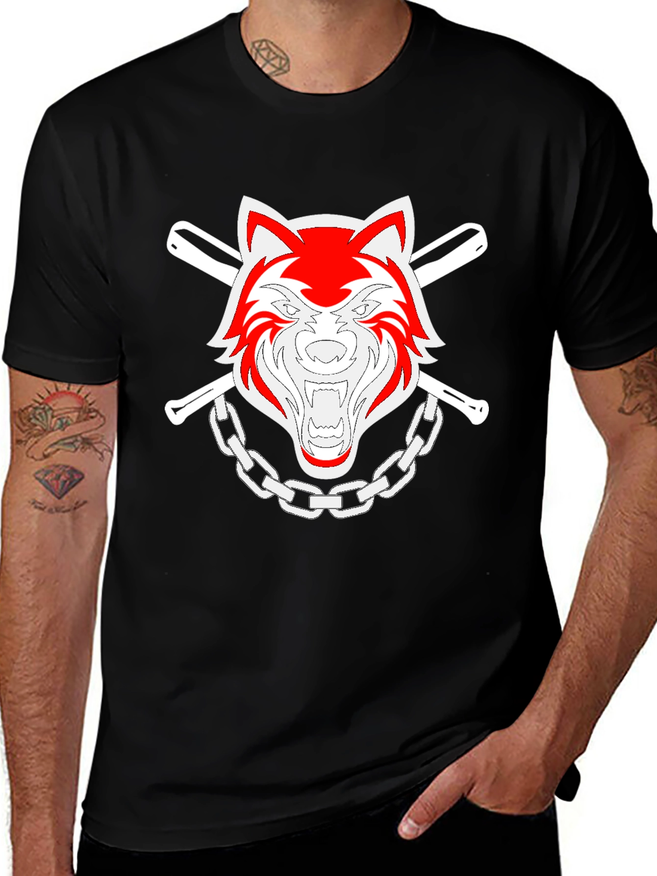 Cool Wolf Graphic T-Shirt - Black