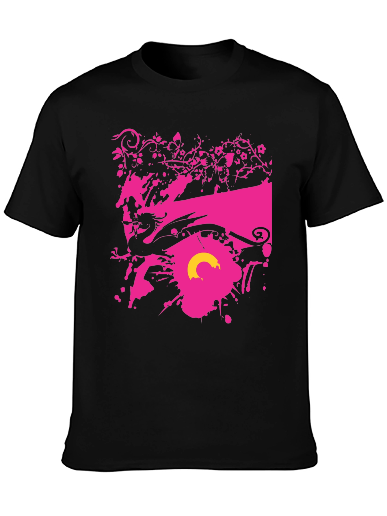 Graphic Print Black Tee