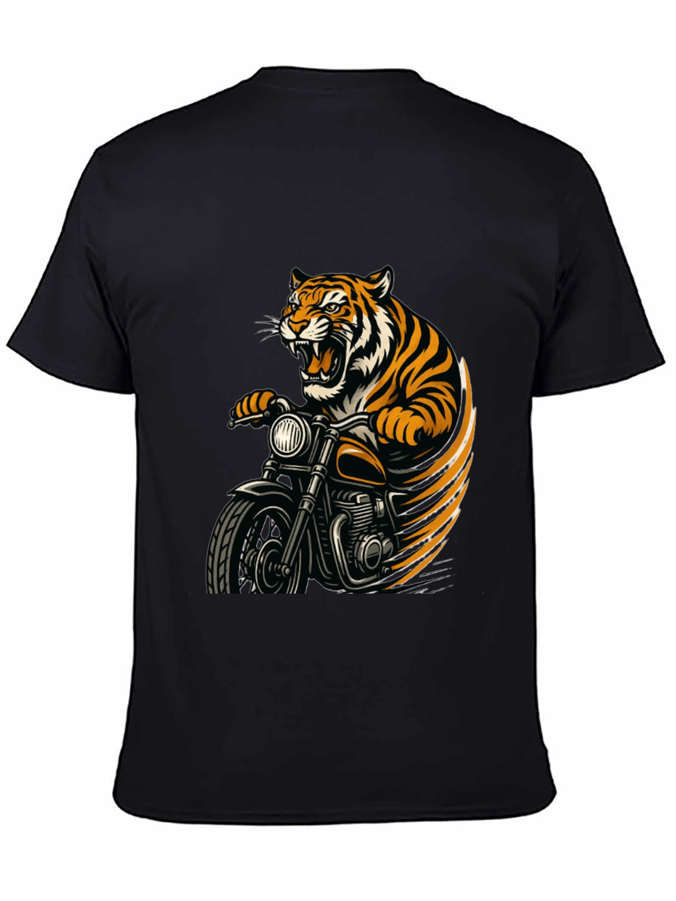 Tiger Rider Graphic Tee - Black Cotton T-Shirt