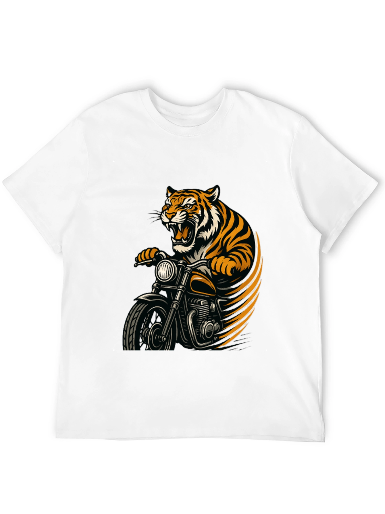 Tiger Rider Graphic Tee - Black Cotton T-Shirt