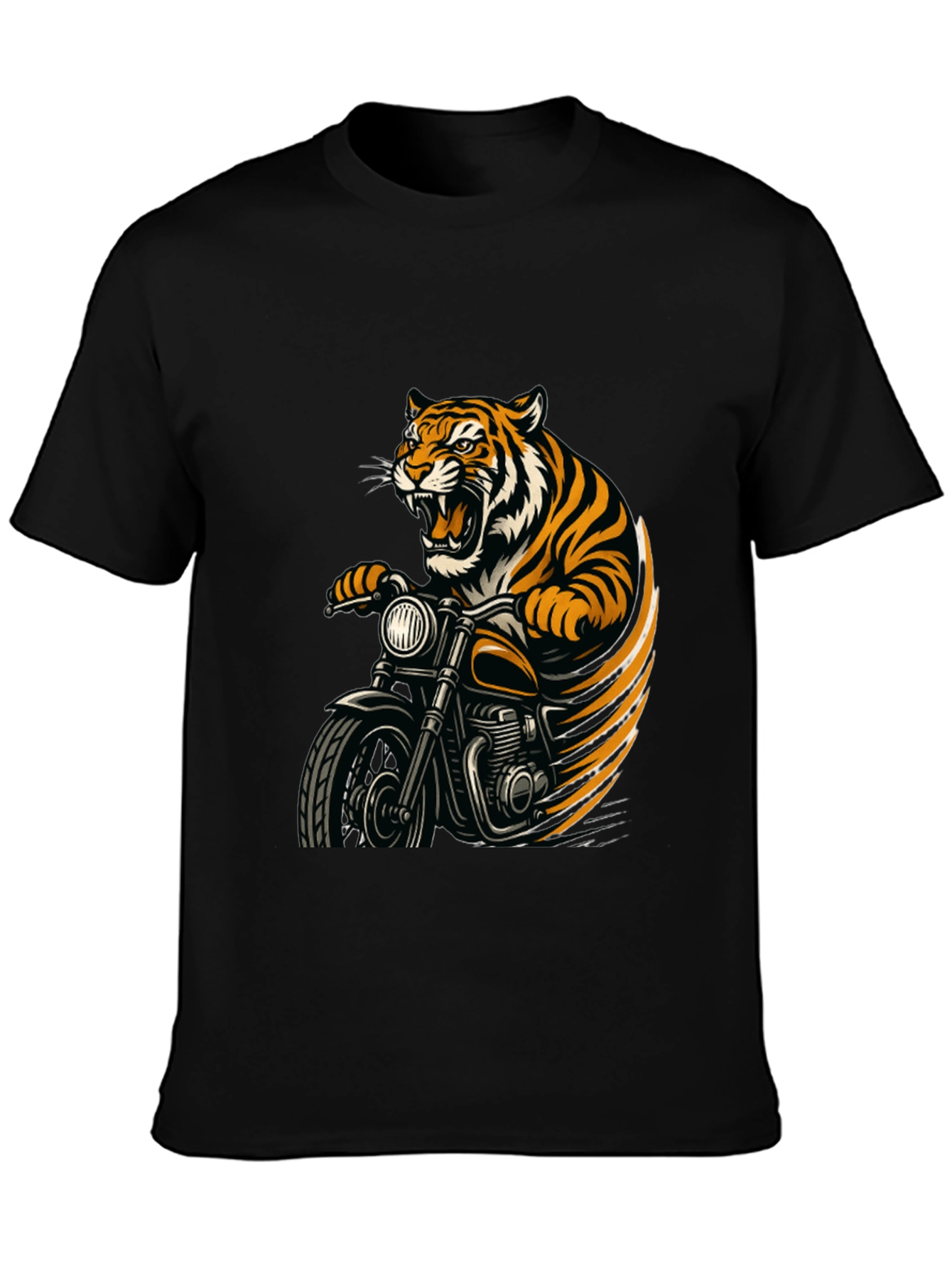 Tiger Rider Graphic Tee - Black Cotton T-Shirt