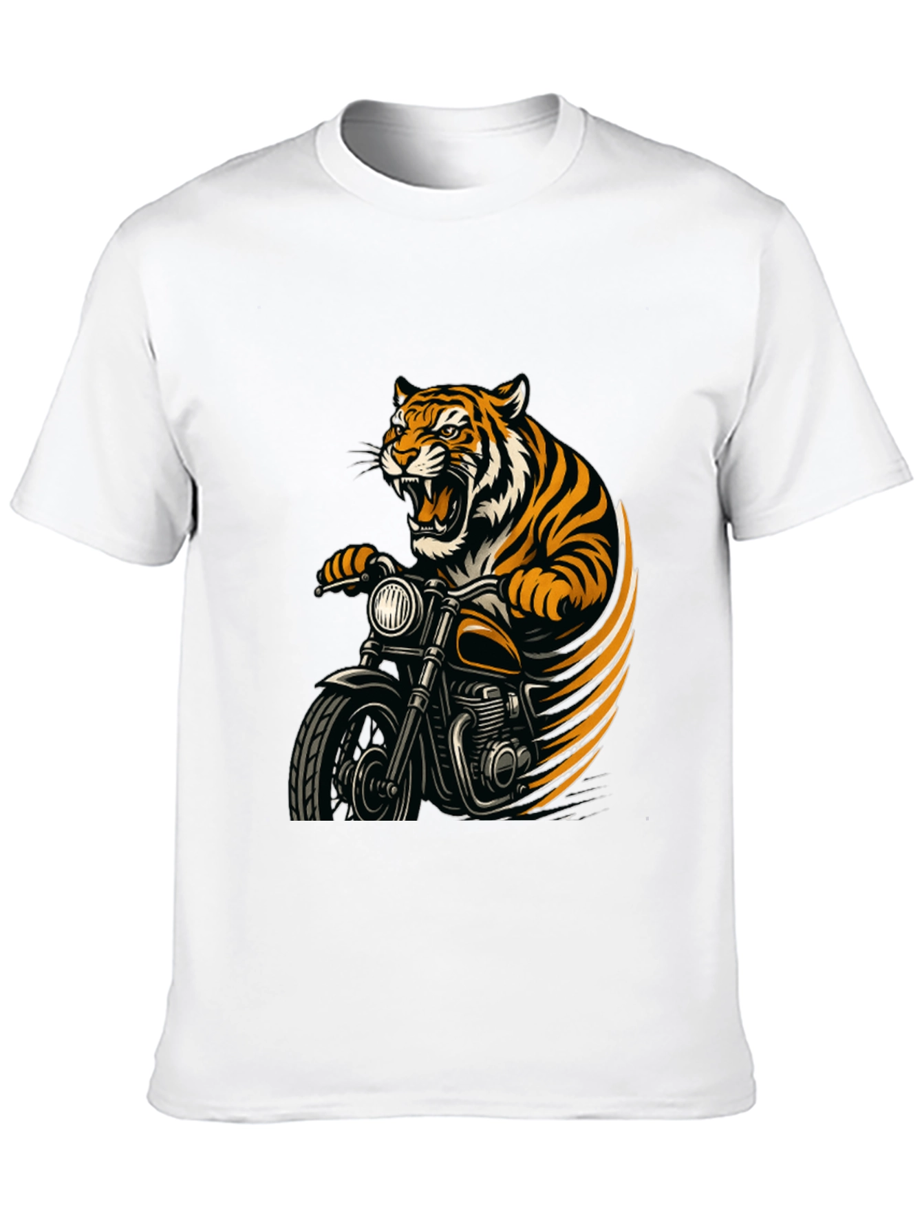 Tiger Rider Graphic Tee - Black Cotton T-Shirt