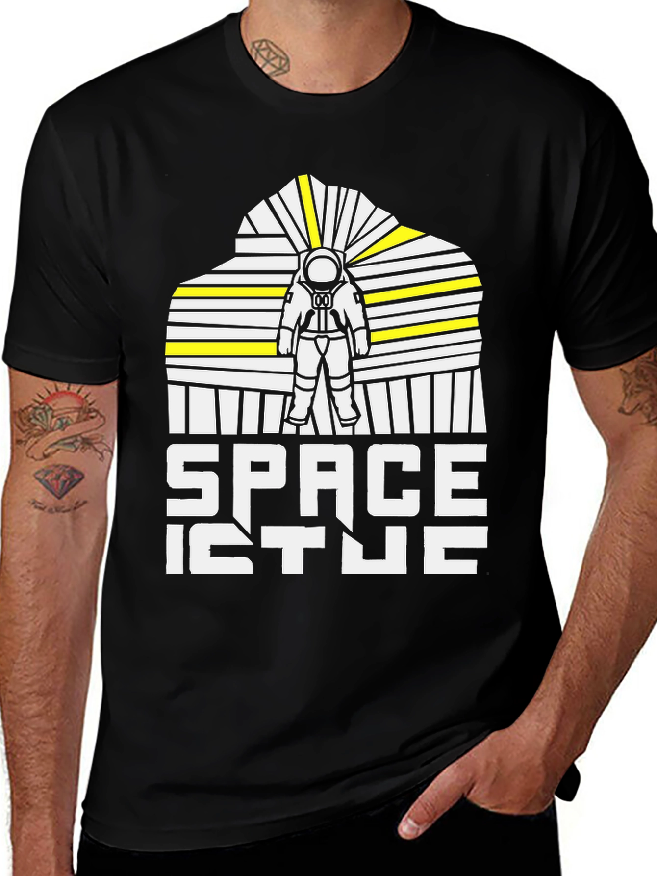 Space Dude Graphic Tee - Black Astronaut T-Shirt
