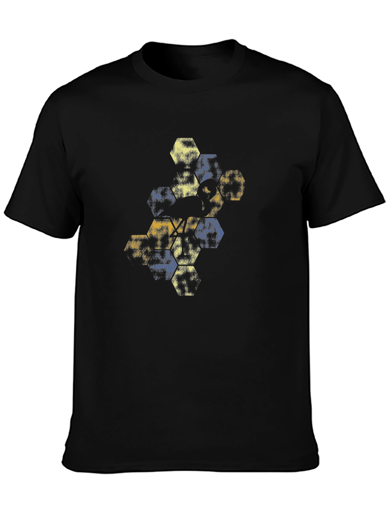 Abstract Hexagon Graphic Tee - Black