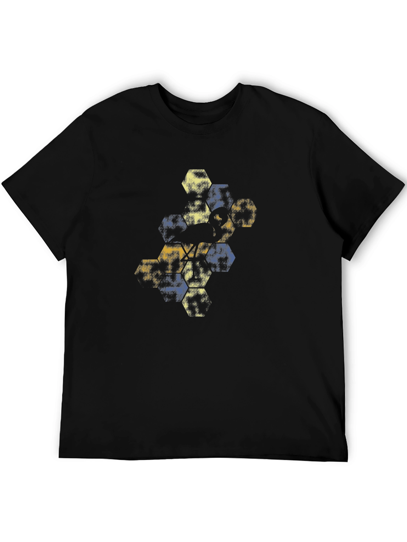 Abstract Hexagon Graphic Tee - Black