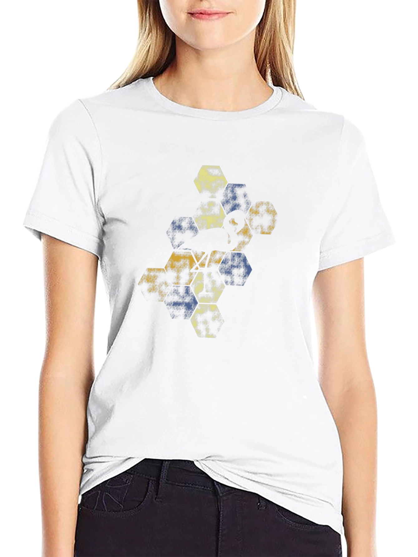 Abstract Hexagon Graphic Tee - Black