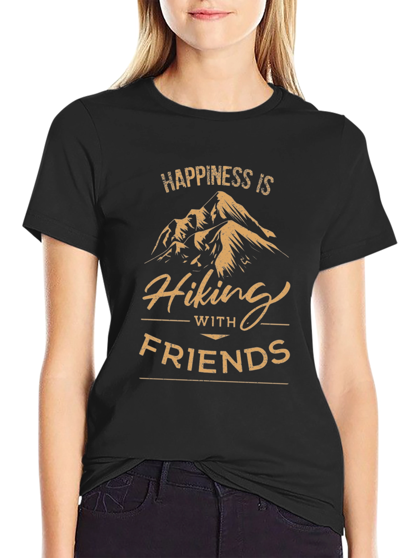 Happiness is Hiking with Friends T-Shirt - Adventure Awaits
