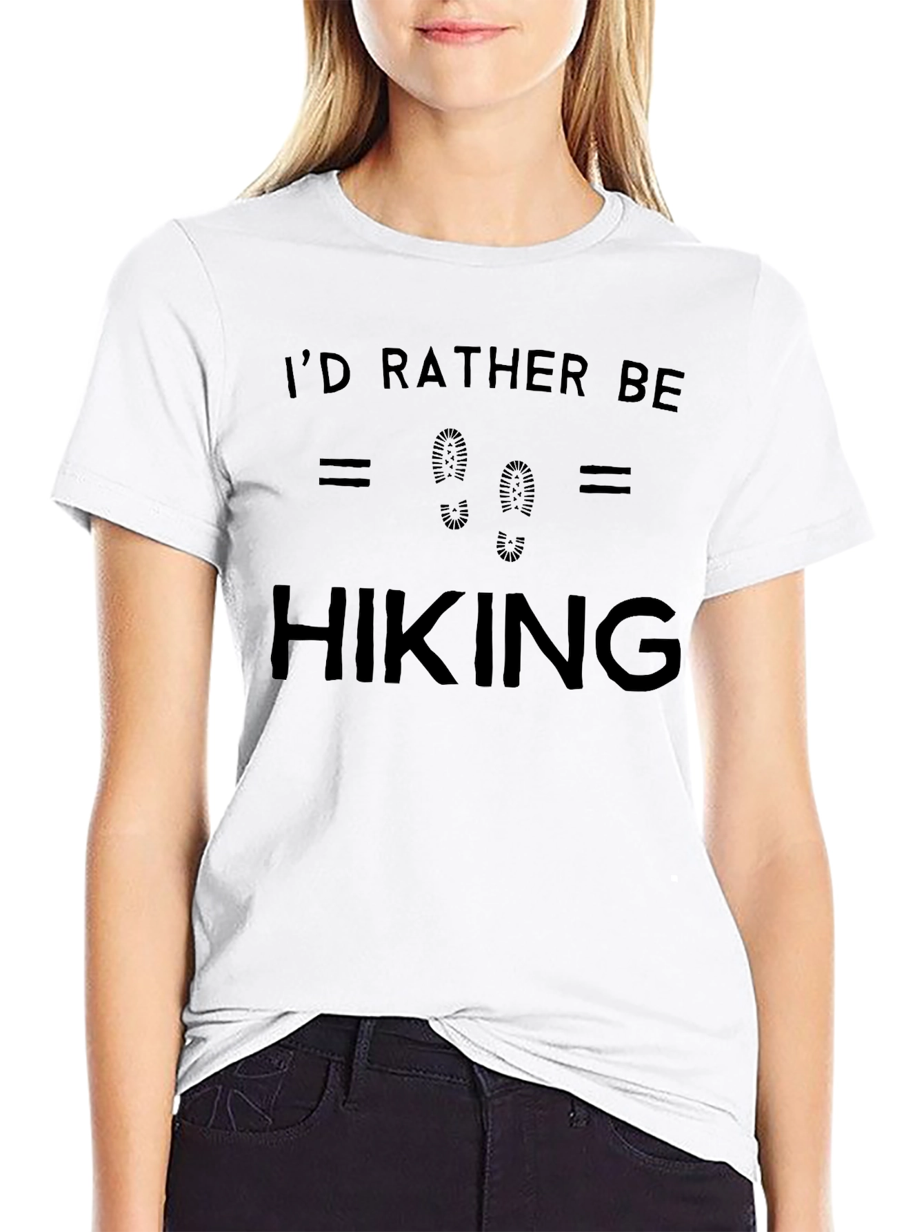 Id Rather Be Hiking Black Graphic Tee