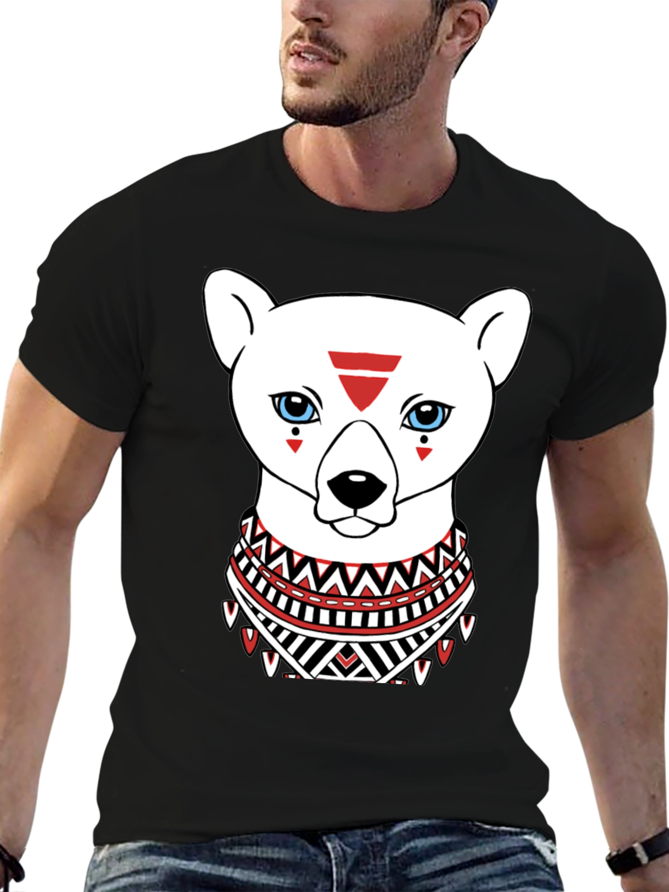 Tribal Bear Graphic Black T-Shirt