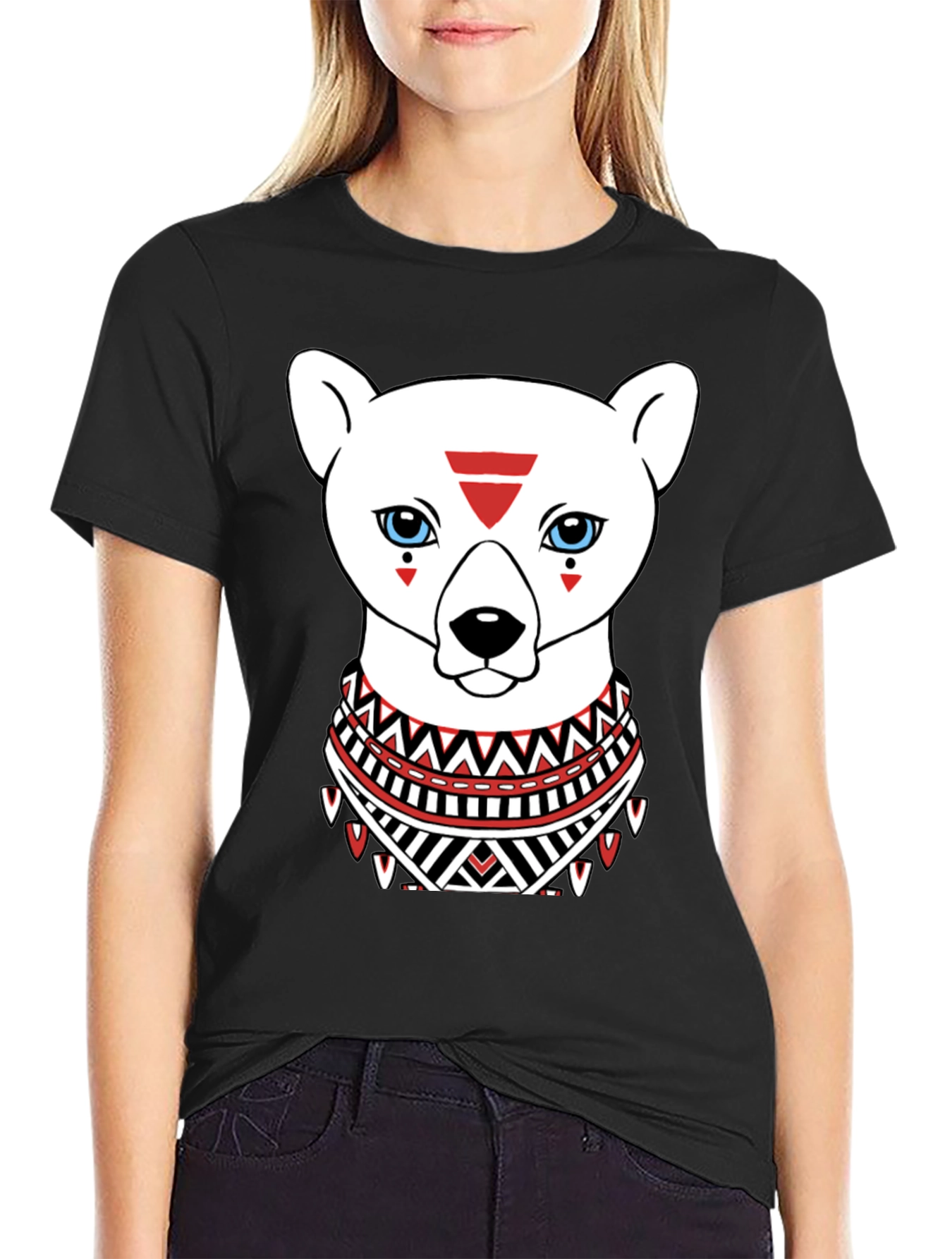 Tribal Bear Graphic Black T-Shirt