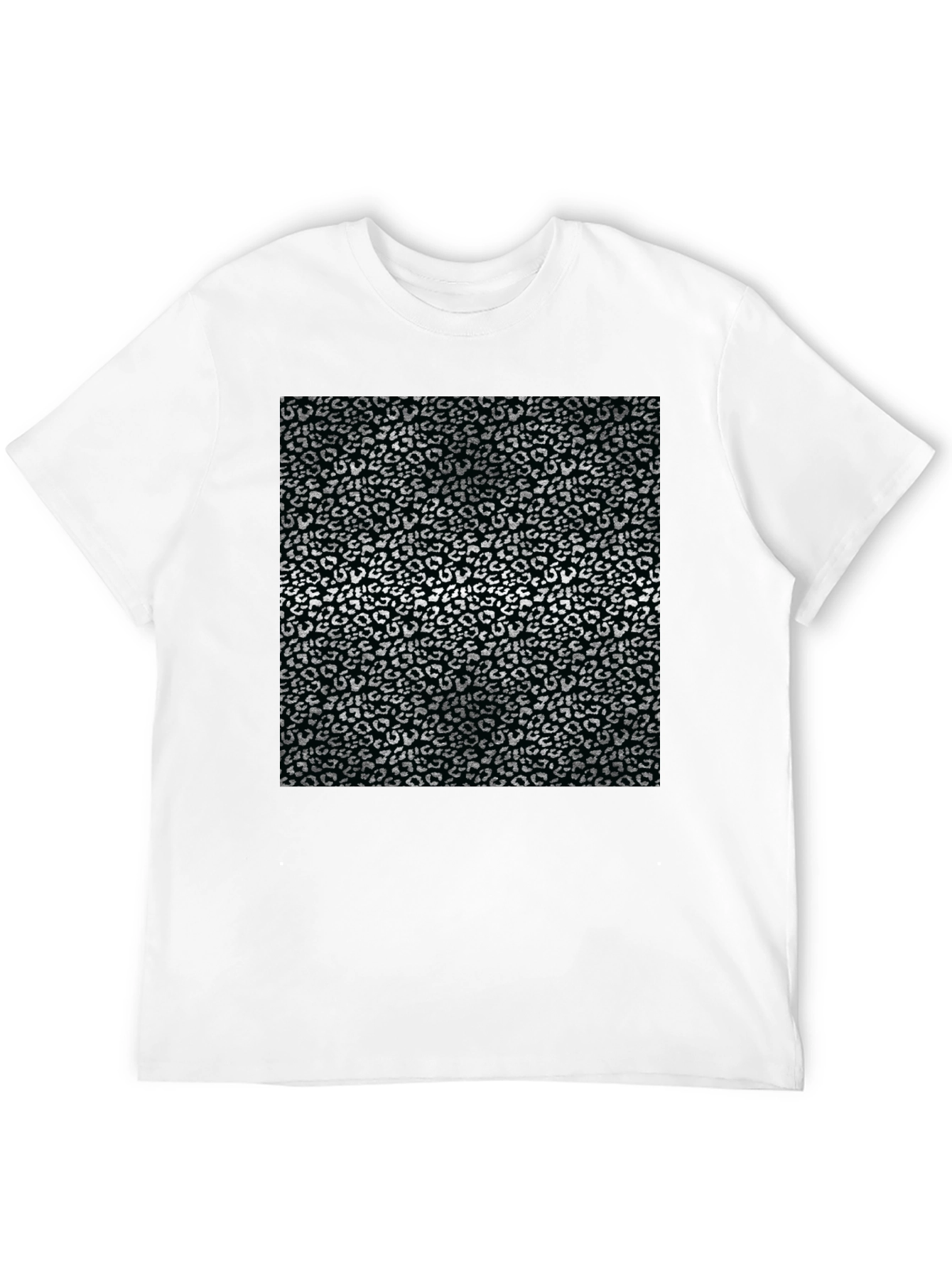 Black T-Shirt with Silver Leopard Print