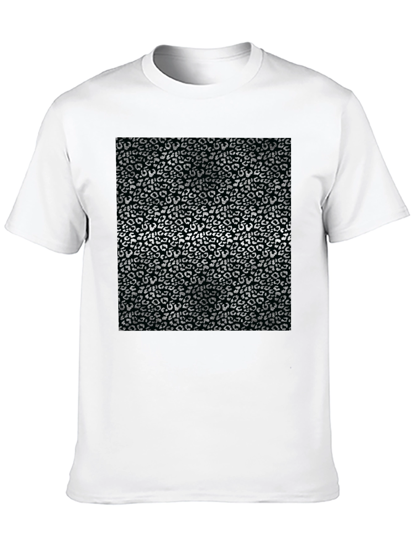 Black T-Shirt with Silver Leopard Print