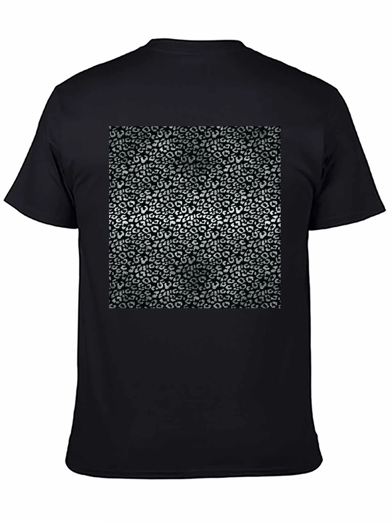 Black T-Shirt with Silver Leopard Print