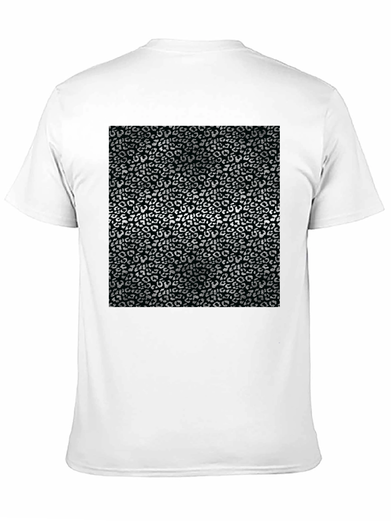 Black T-Shirt with Silver Leopard Print