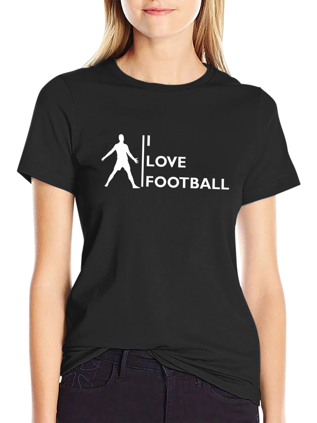 I Love Football T-Shirt - Black Graphic Tee