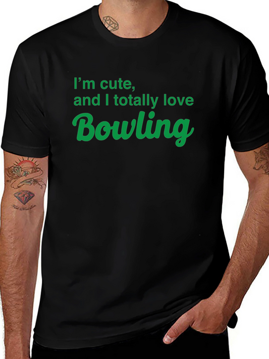 Cute Bowling Lover Tee - Black Short Sleeve T-Shirt