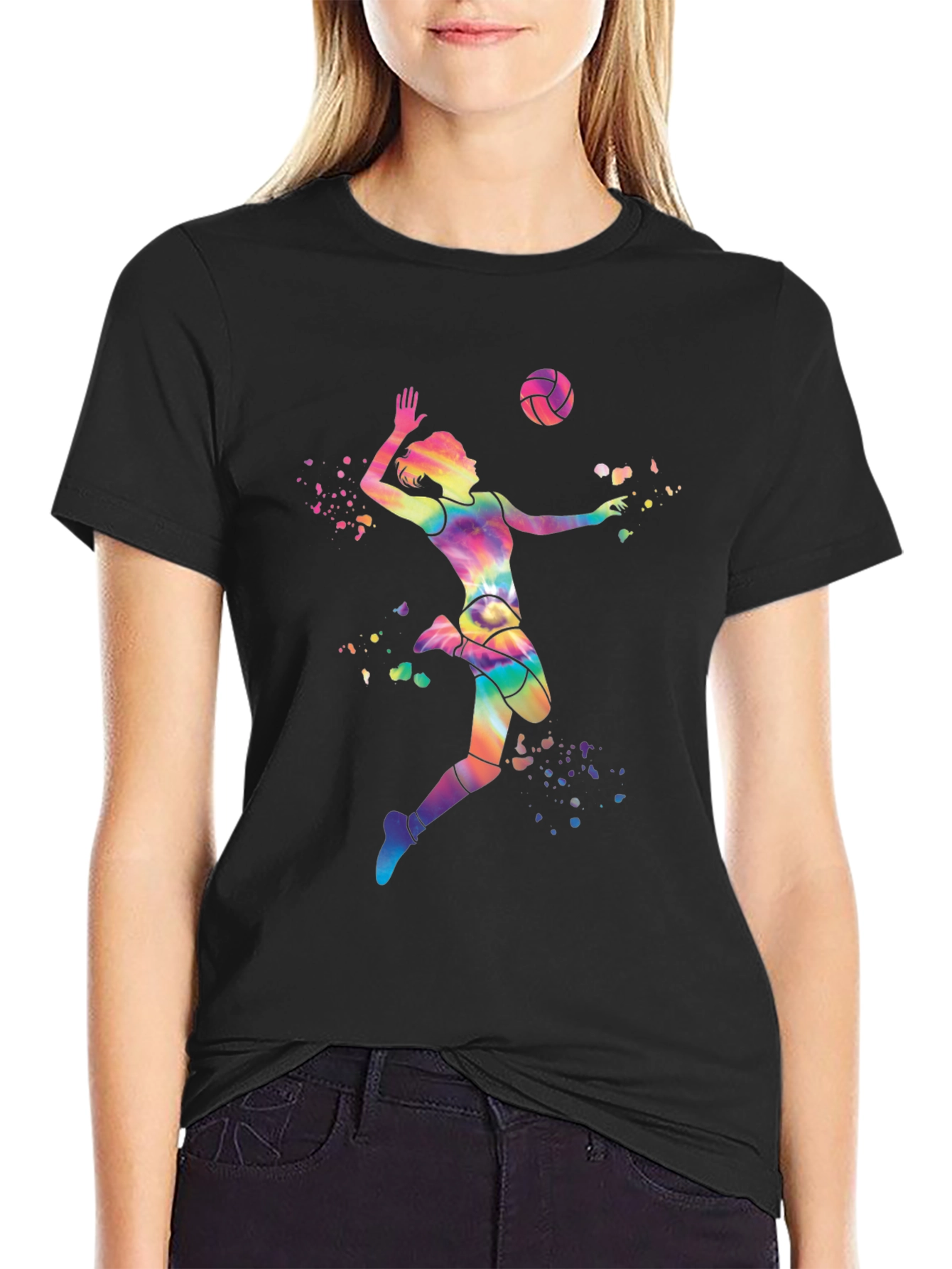Volleyball Player Tie-Dye Graphic Tee