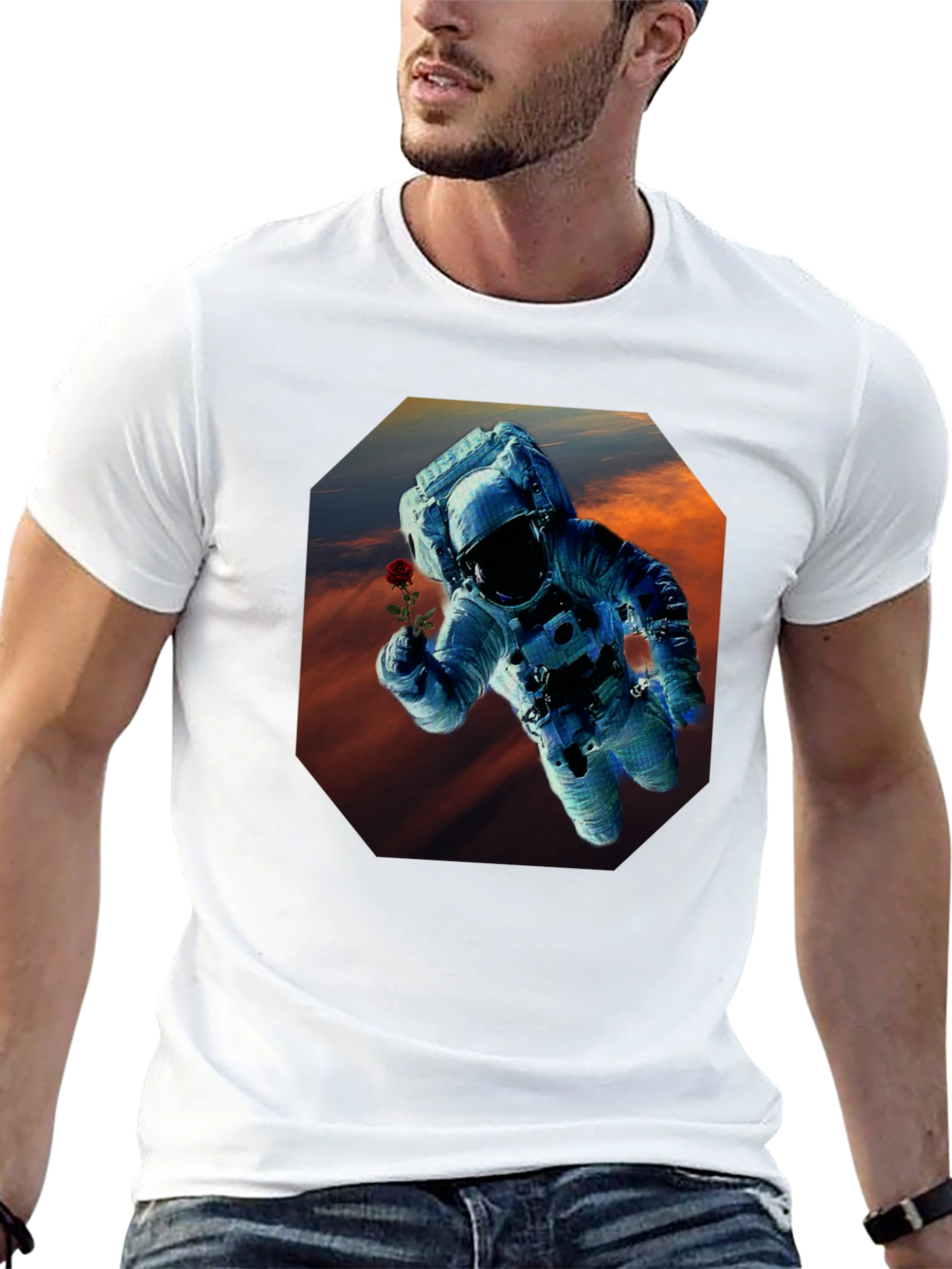 Astronaut Rose Graphic T-Shirt - Space Lover Tee