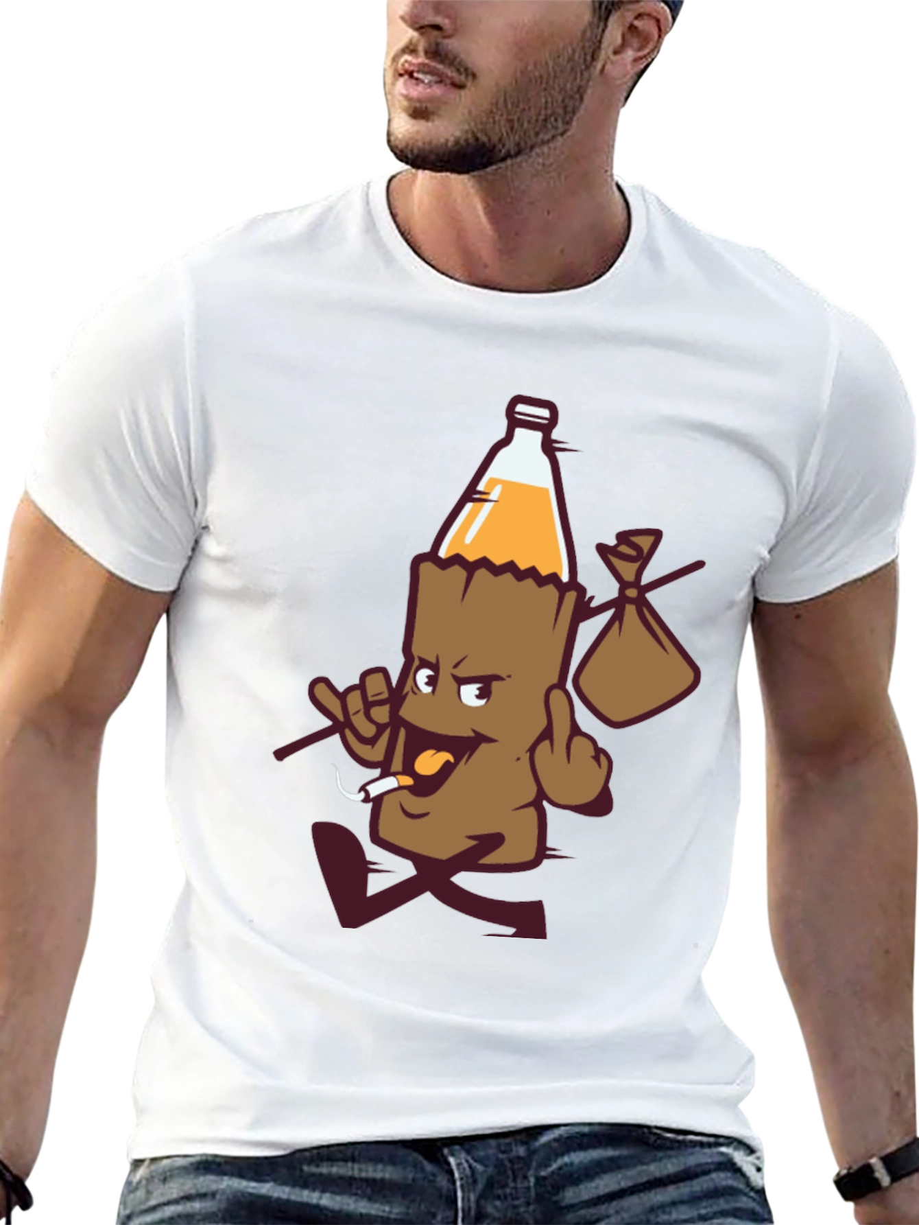 Novelty Cartoon Beer Bottle T-Shirt