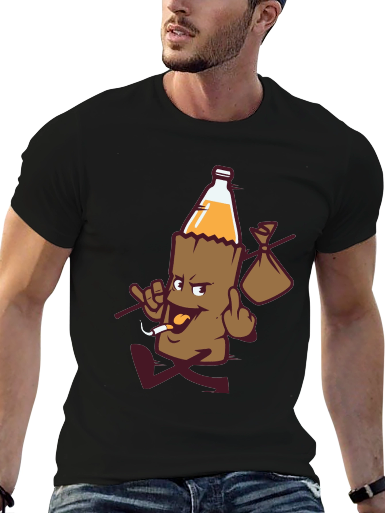 Novelty Cartoon Beer Bottle T-Shirt