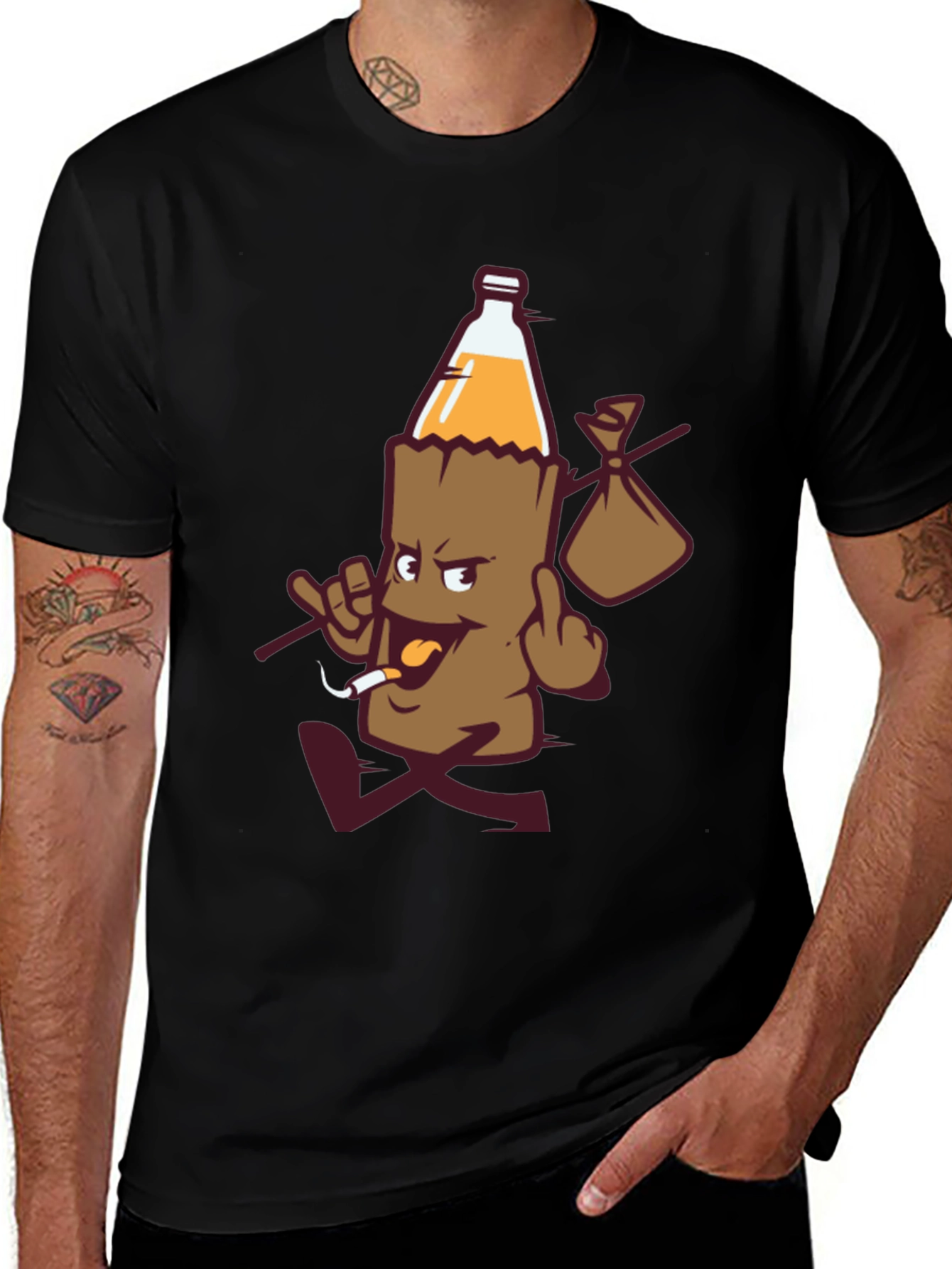 Novelty Cartoon Beer Bottle T-Shirt