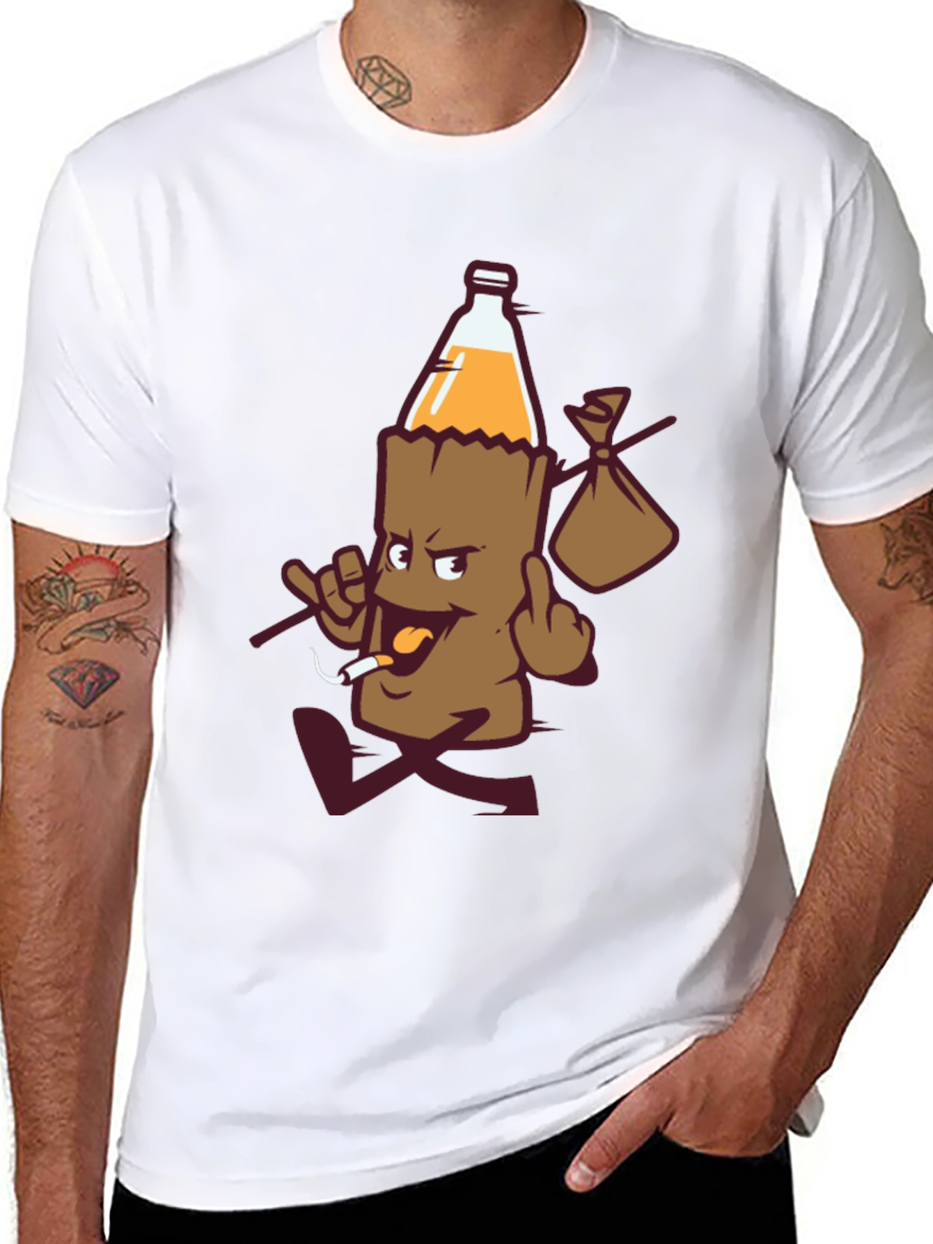 Novelty Cartoon Beer Bottle T-Shirt