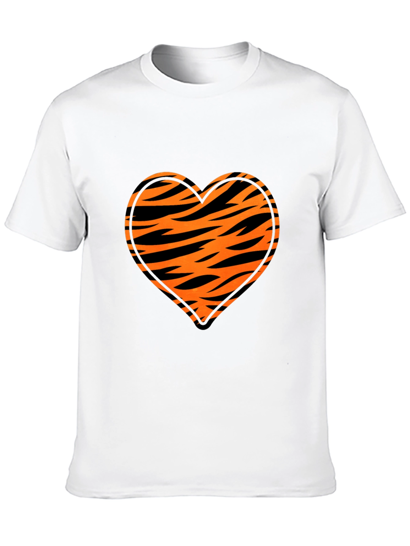 Tiger Stripe Heart Graphic Black T-Shirt