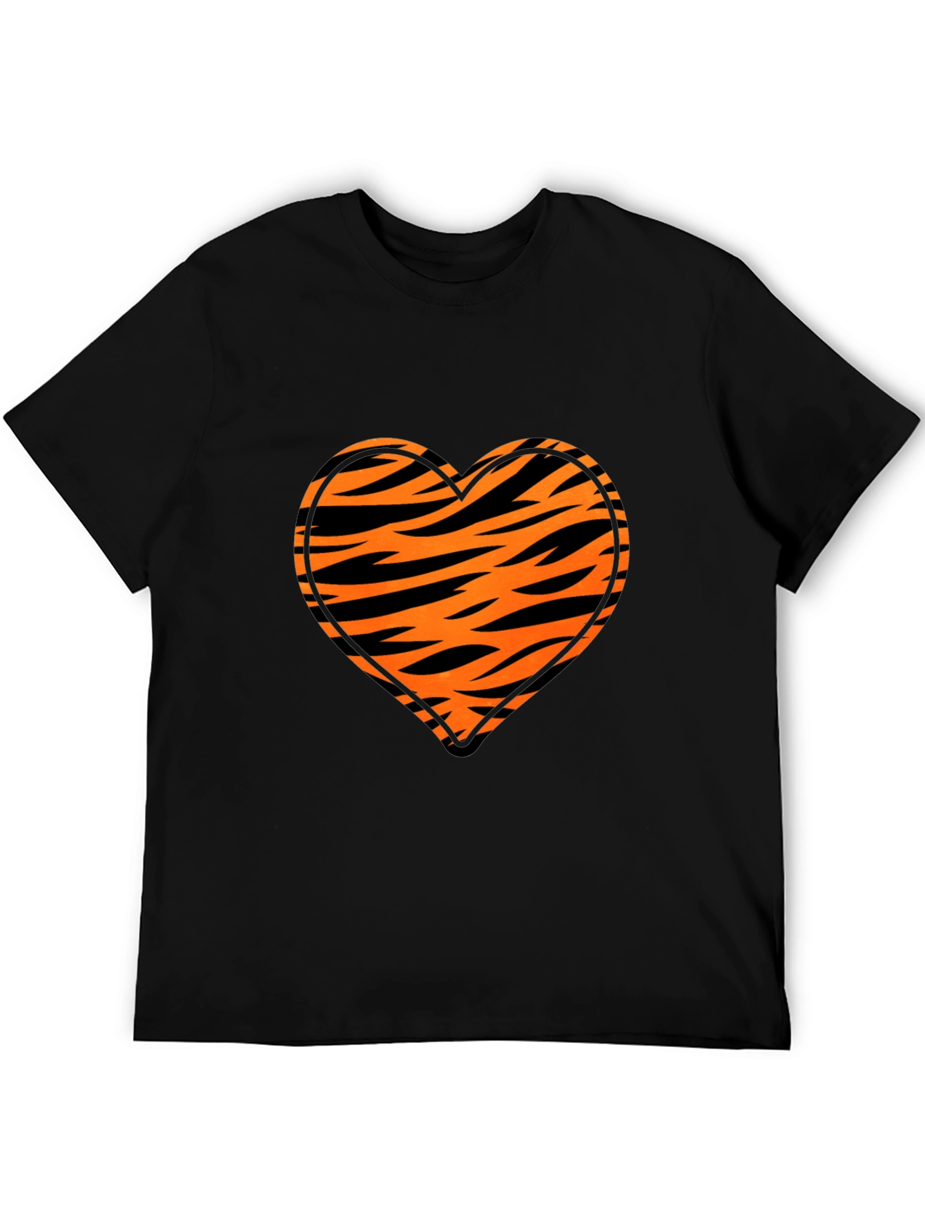 Tiger Stripe Heart Graphic Black T-Shirt