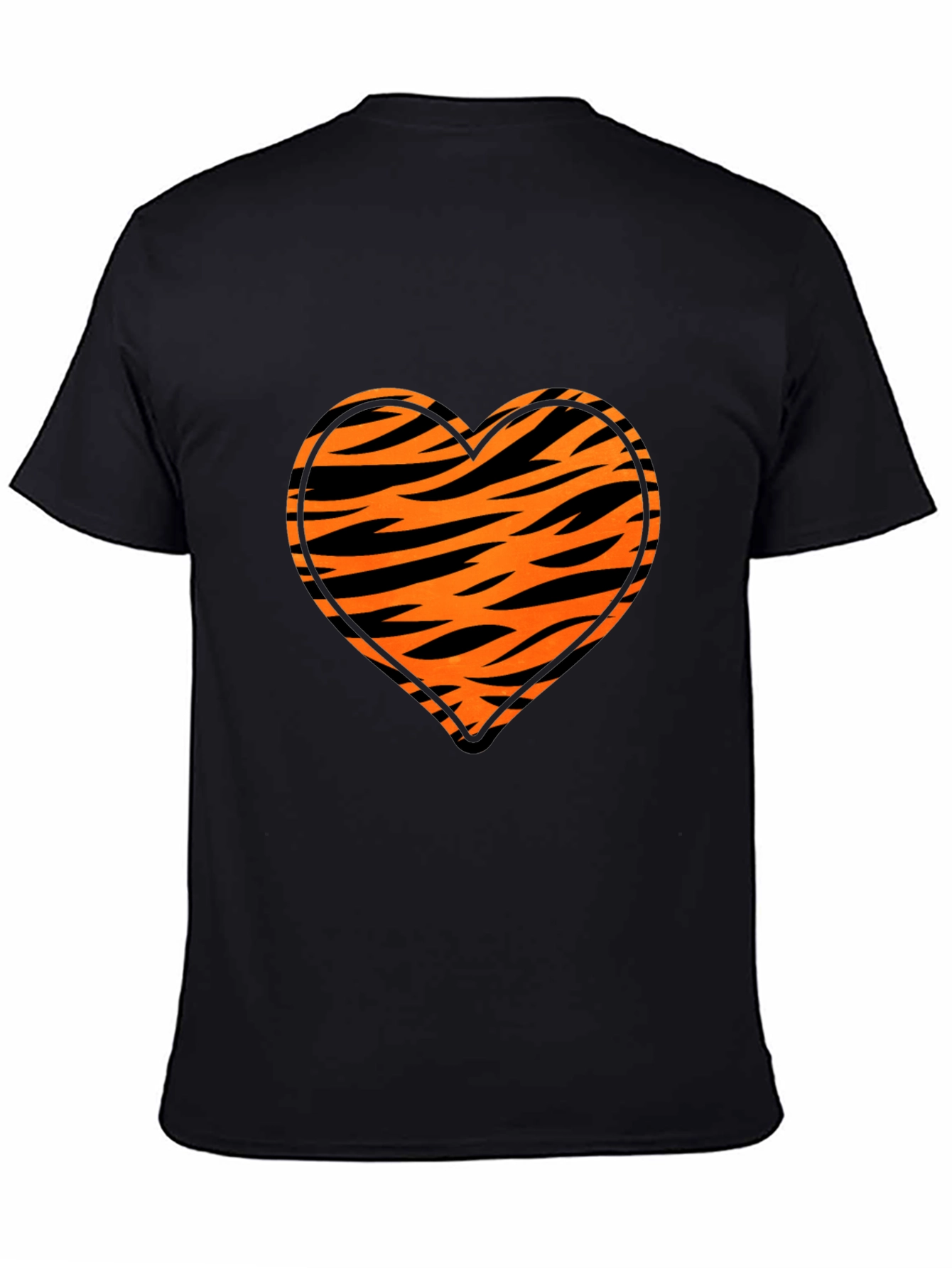 Tiger Stripe Heart Graphic Black T-Shirt