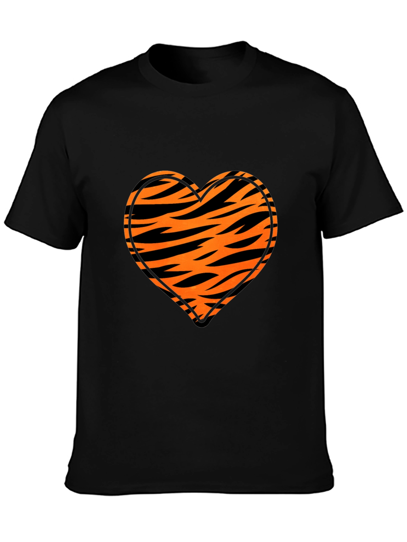 Tiger Stripe Heart Graphic Black T-Shirt