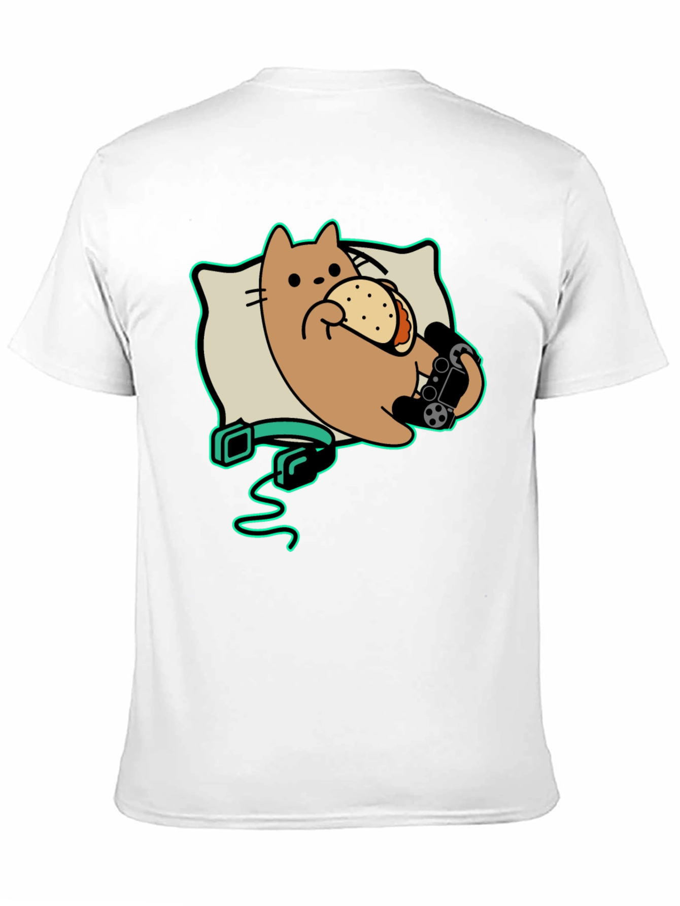 Gamer Cat Taco Black T-Shirt