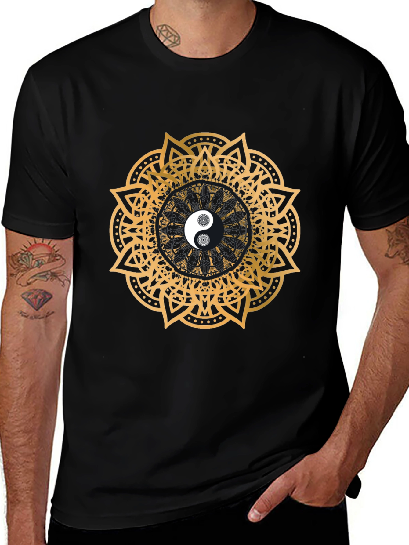 Yin Yang Mandala T-Shirt - Black