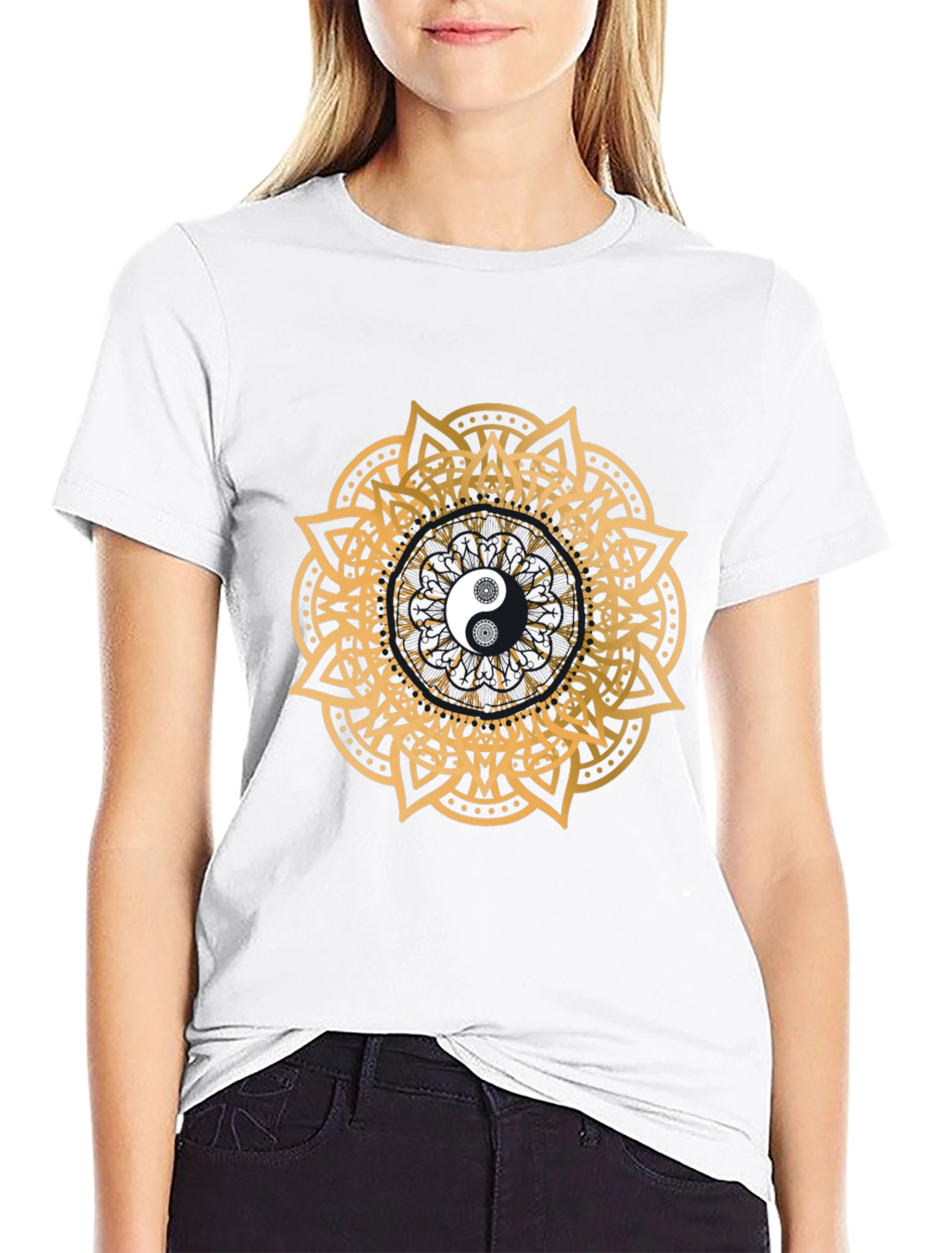Yin Yang Mandala T-Shirt - Black