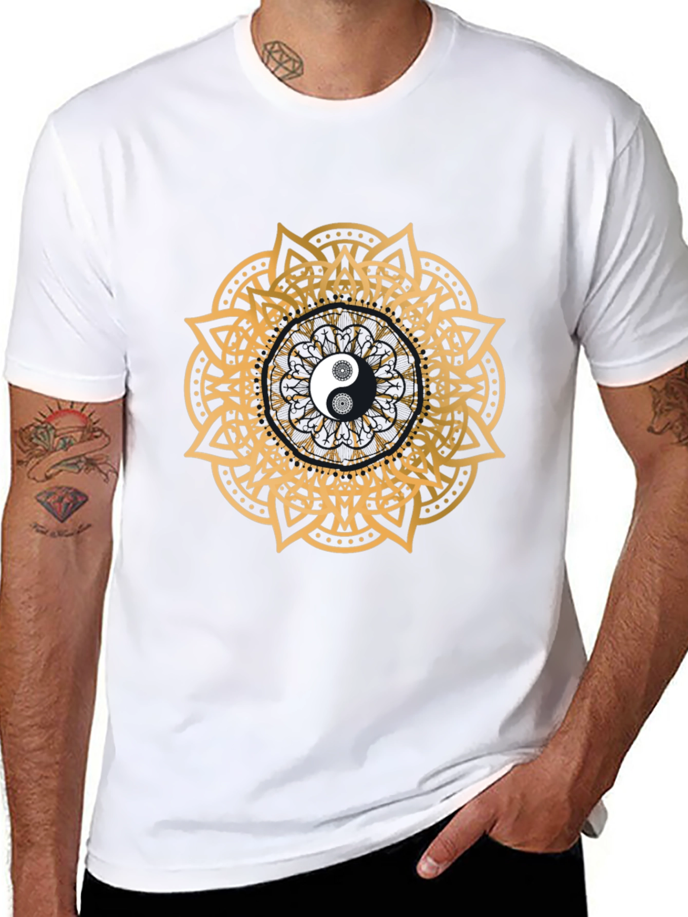Yin Yang Mandala T-Shirt - Black