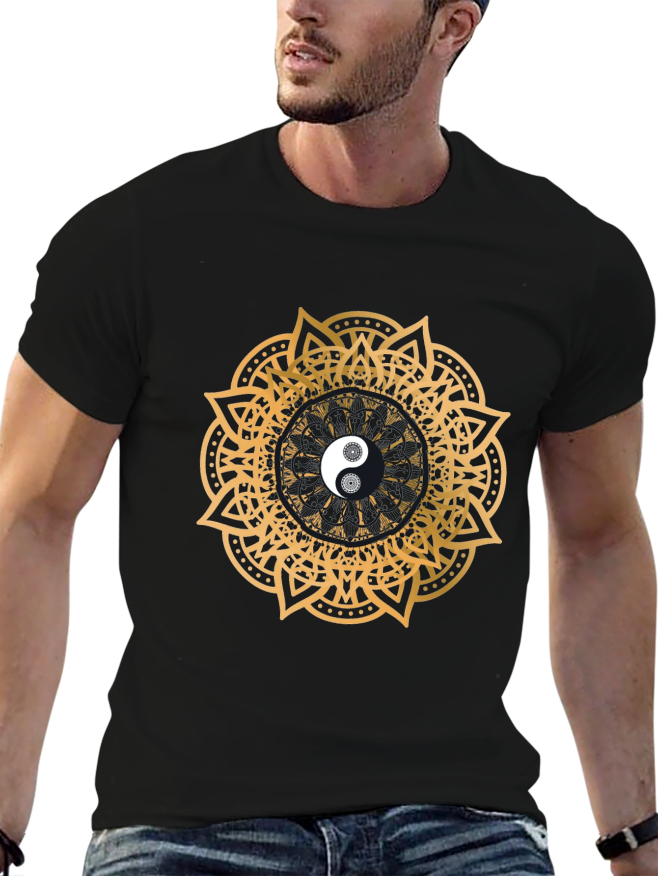 Yin Yang Mandala T-Shirt - Black