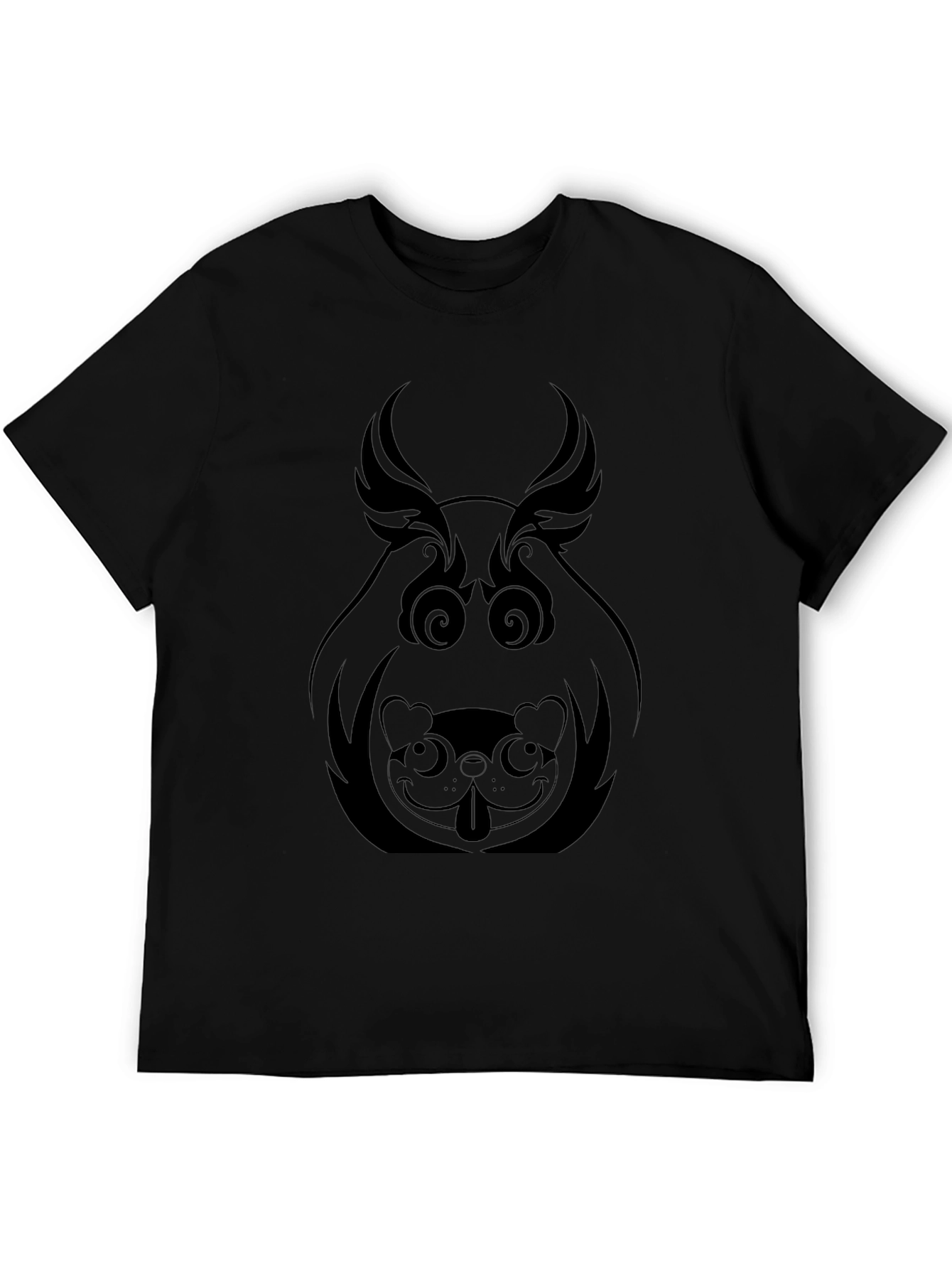 Abstract Dog Graphic Tee - Black Cotton