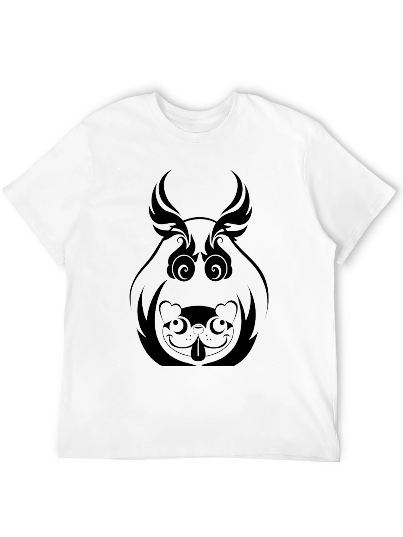 Abstract Dog Graphic Tee - Black Cotton