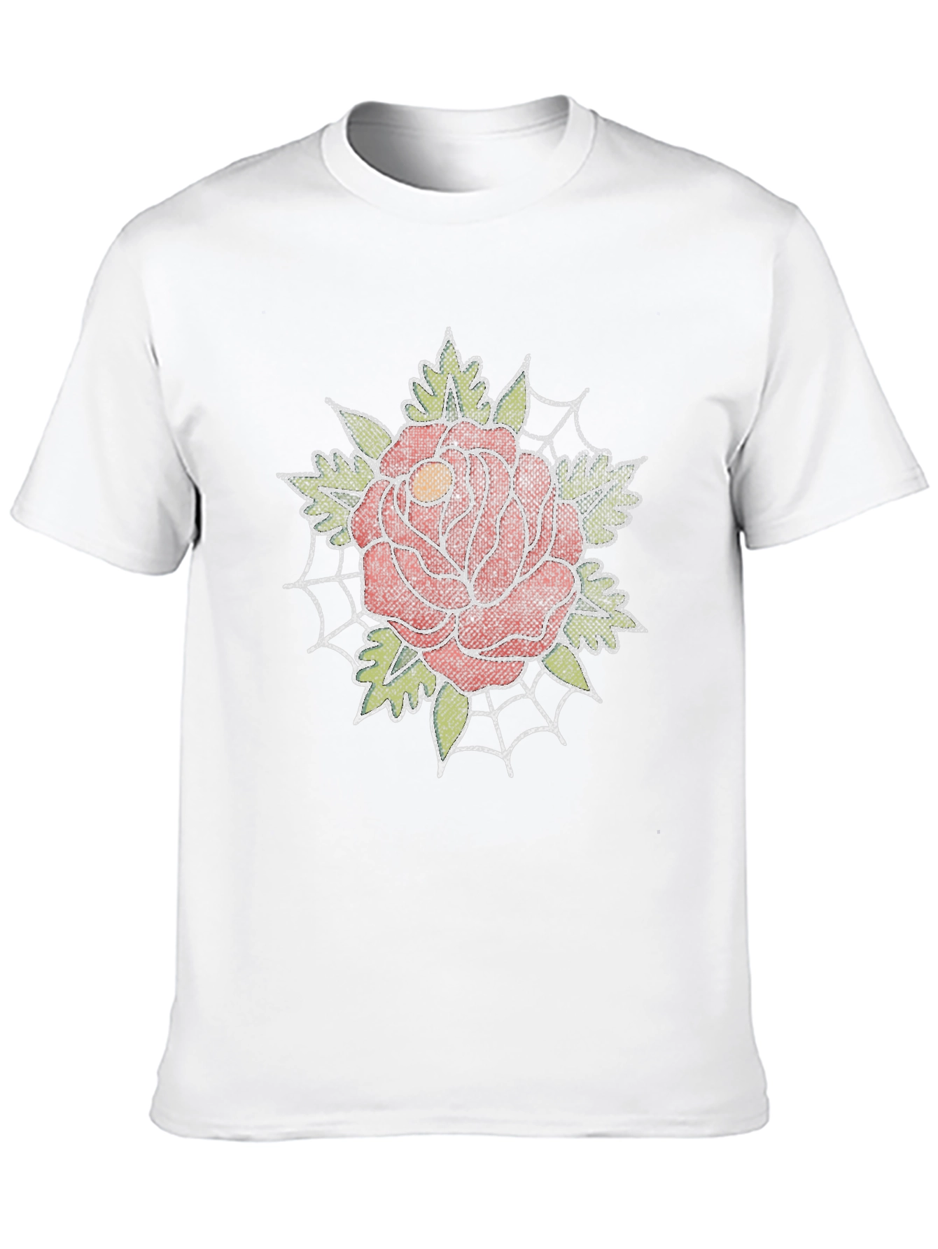 Rose and Spiderweb Graphic Tee - Classic Tattoo Style