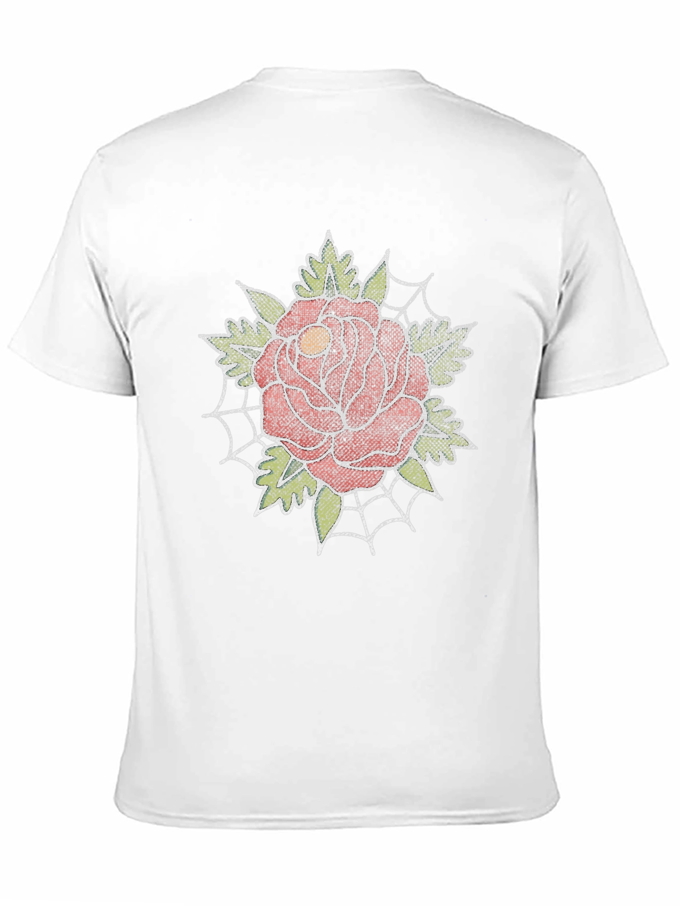 Rose and Spiderweb Graphic Tee - Classic Tattoo Style