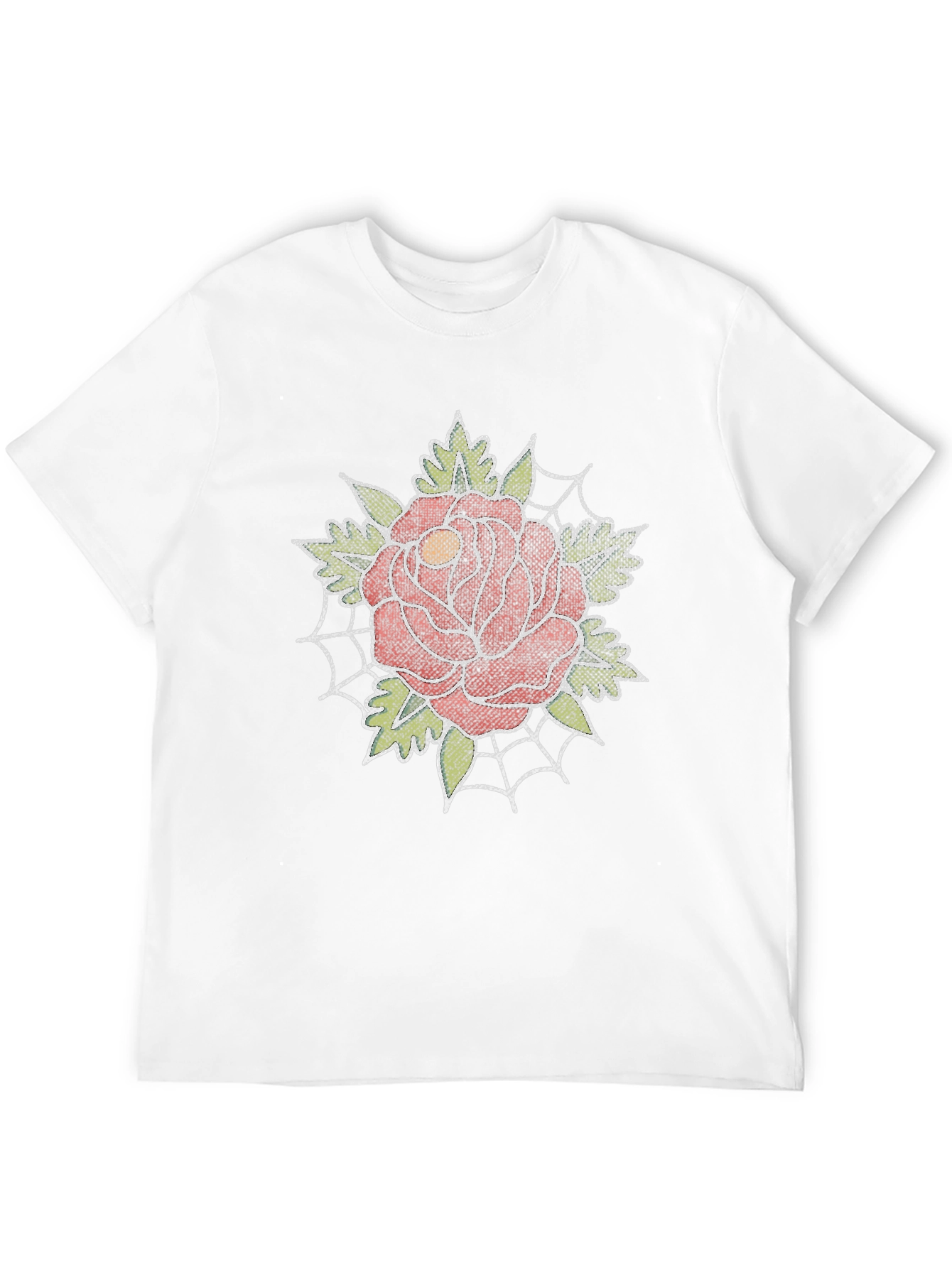 Rose and Spiderweb Graphic Tee - Classic Tattoo Style